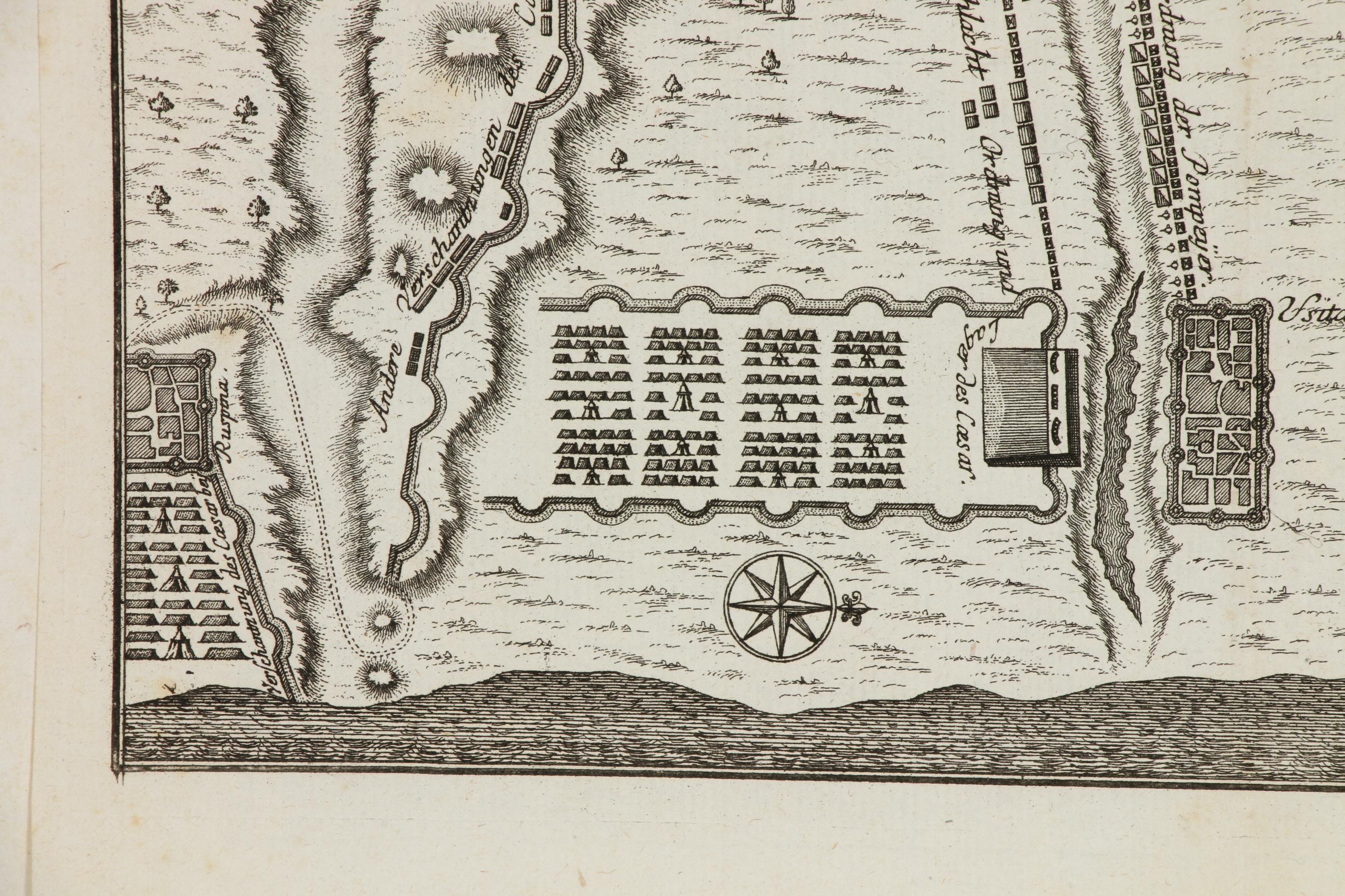 Engraved Map of Battle of Ruspina, circa 1760