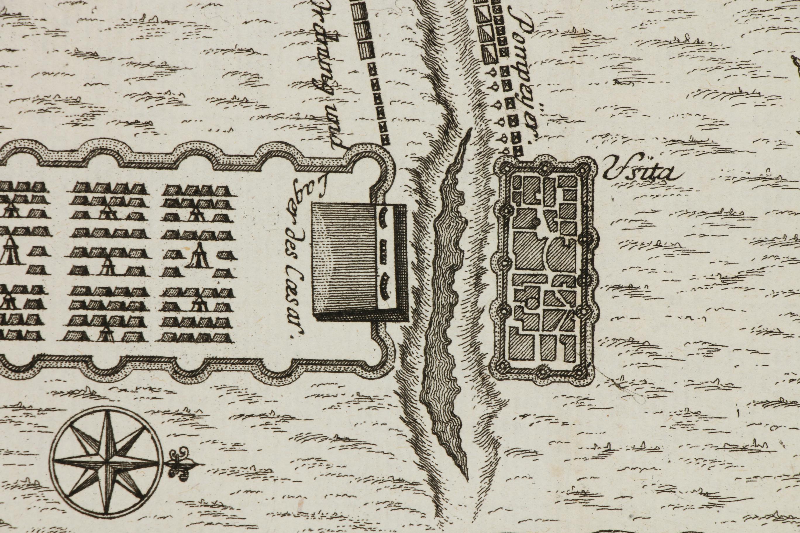 Engraved Map of Battle of Ruspina, circa 1760