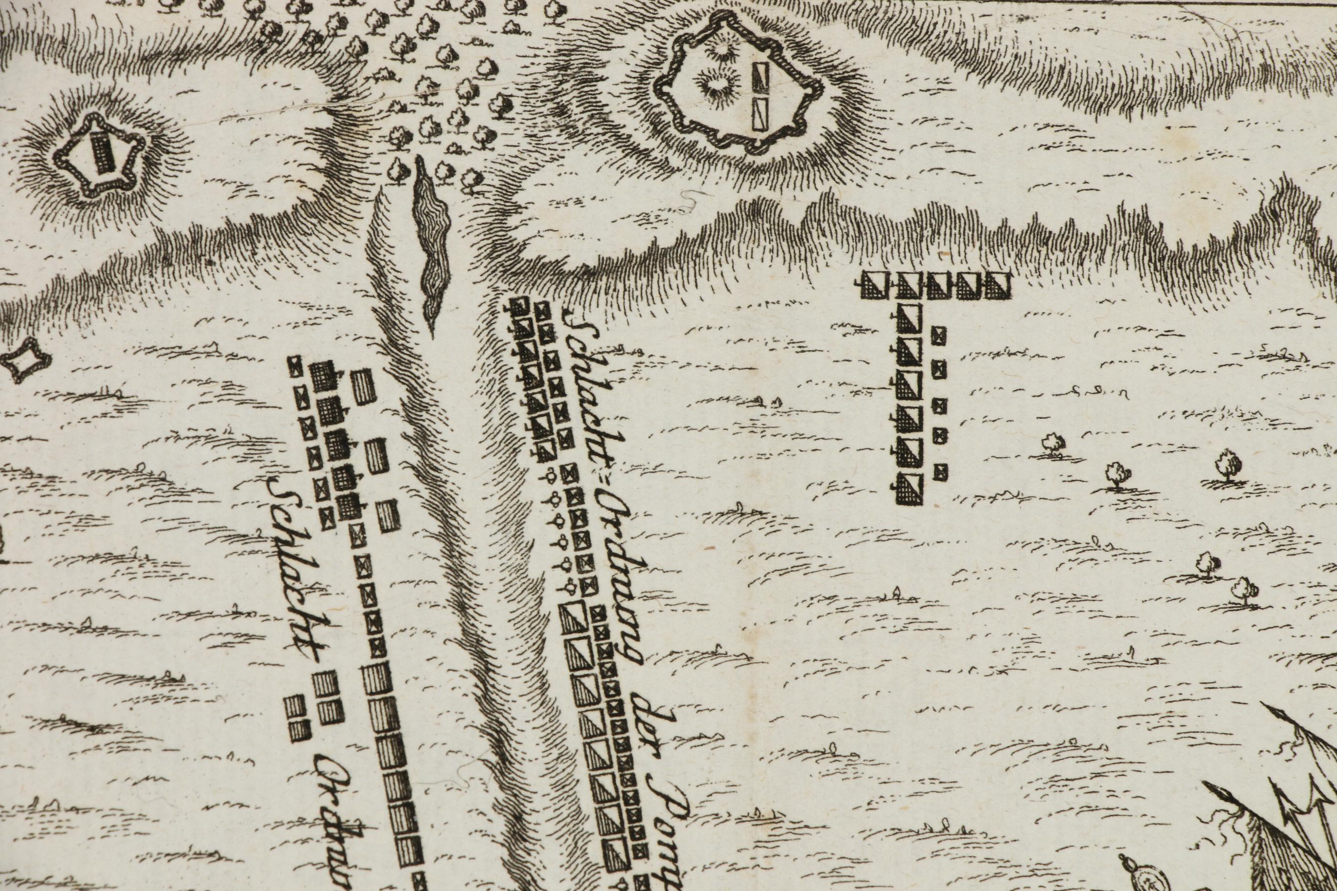 Engraved Map of Battle of Ruspina, circa 1760