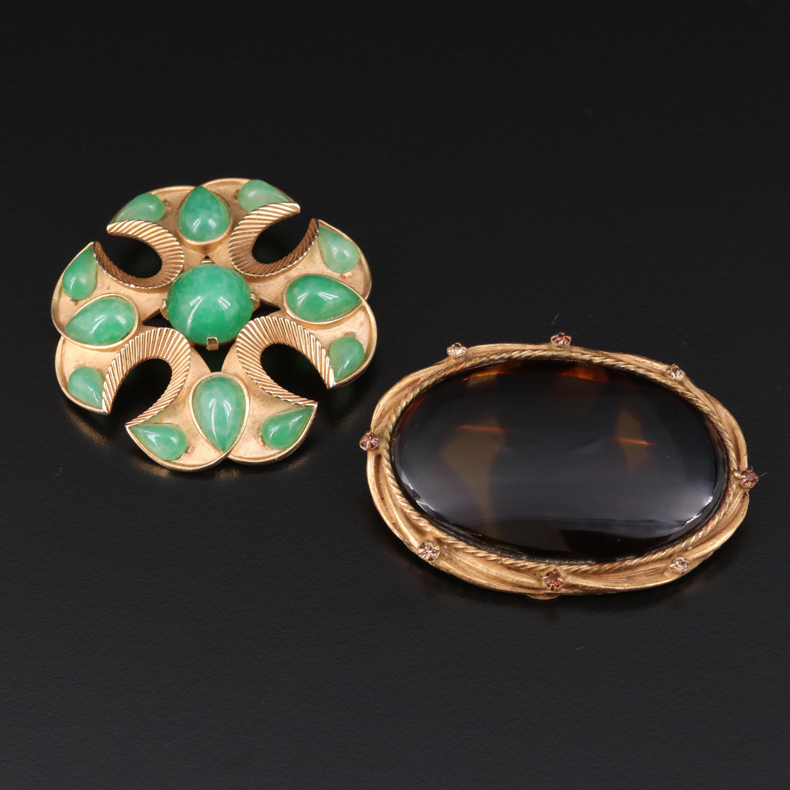 1950s Crown Trifari Maltese Cross and Original by Robert Brooches