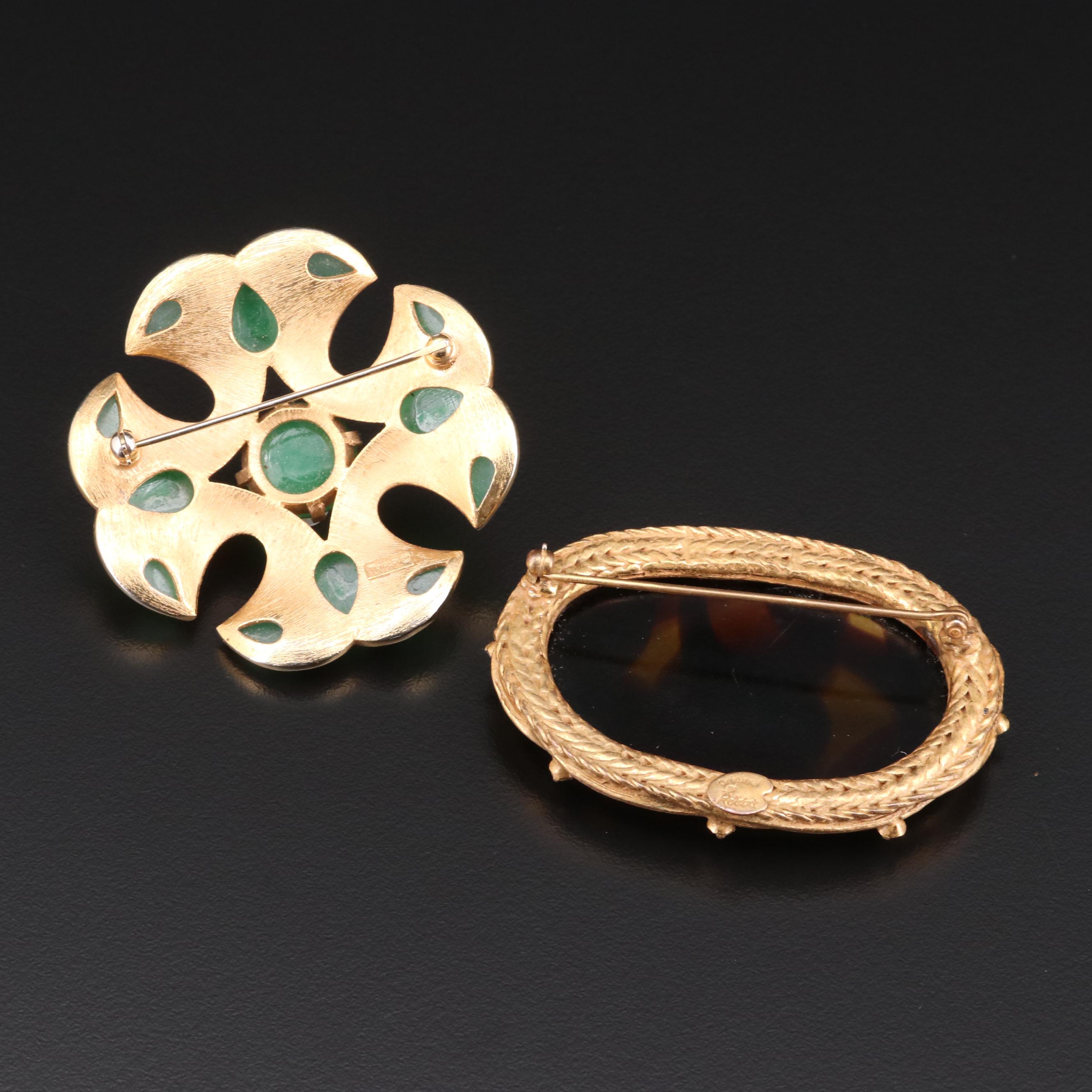 1950s Crown Trifari Maltese Cross and Original by Robert Brooches