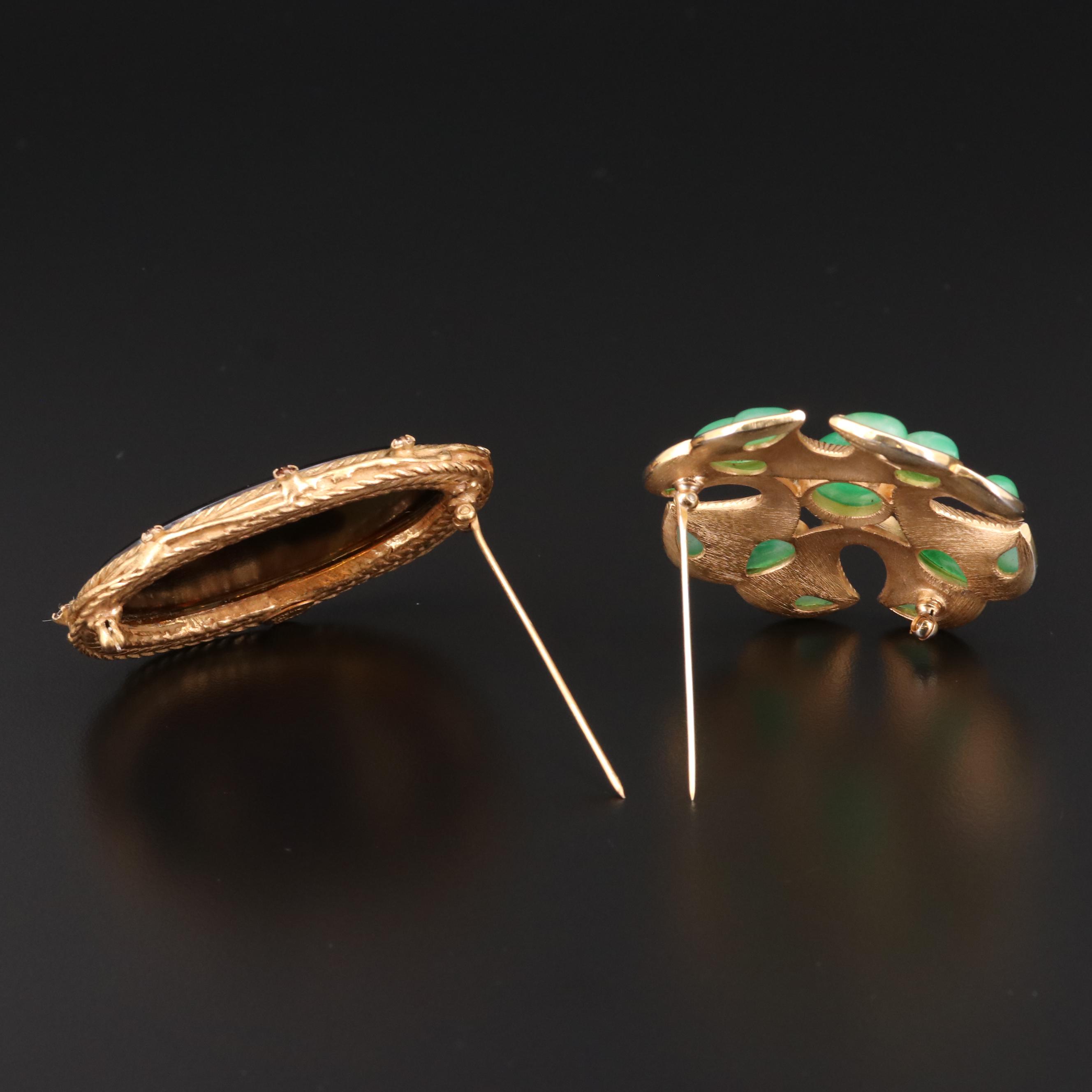 1950s Crown Trifari Maltese Cross and Original by Robert Brooches