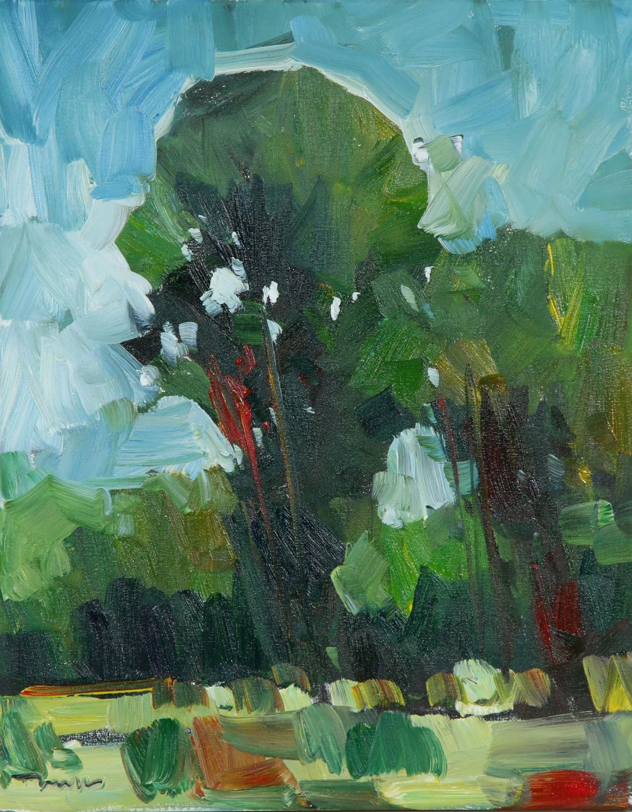 Jose Trujillo Landscape Oil Painting "Large Shady Tree"