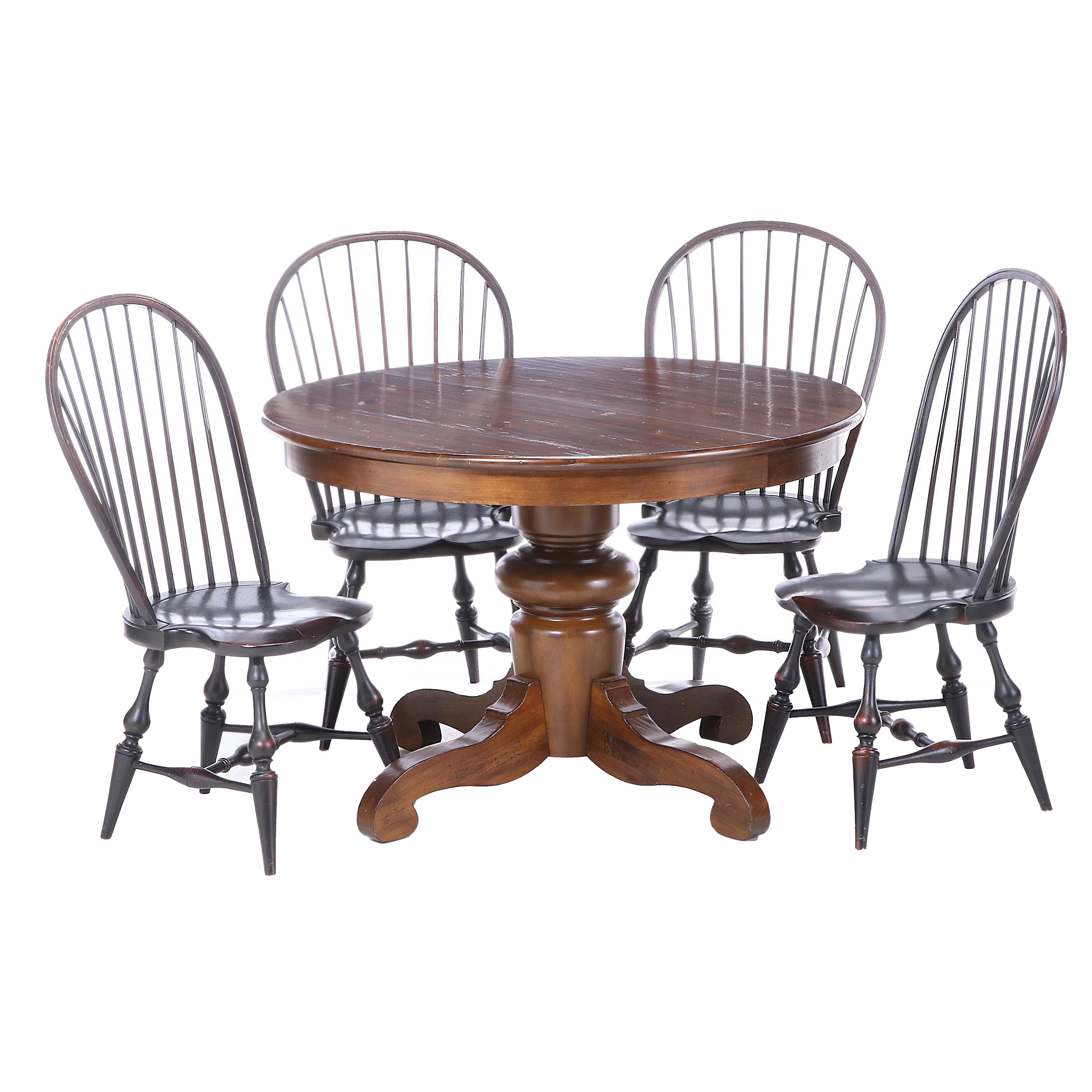 Pottery Barn "Tivoli" Extending Dining Table Plus Four Windsor Style Side Chairs