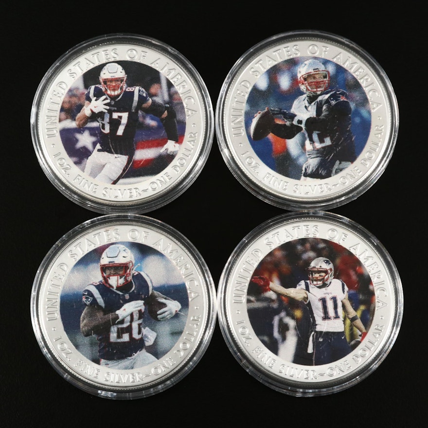 Four Patriots Football-Themed 2019 American Silver Eagle Bullion Coins