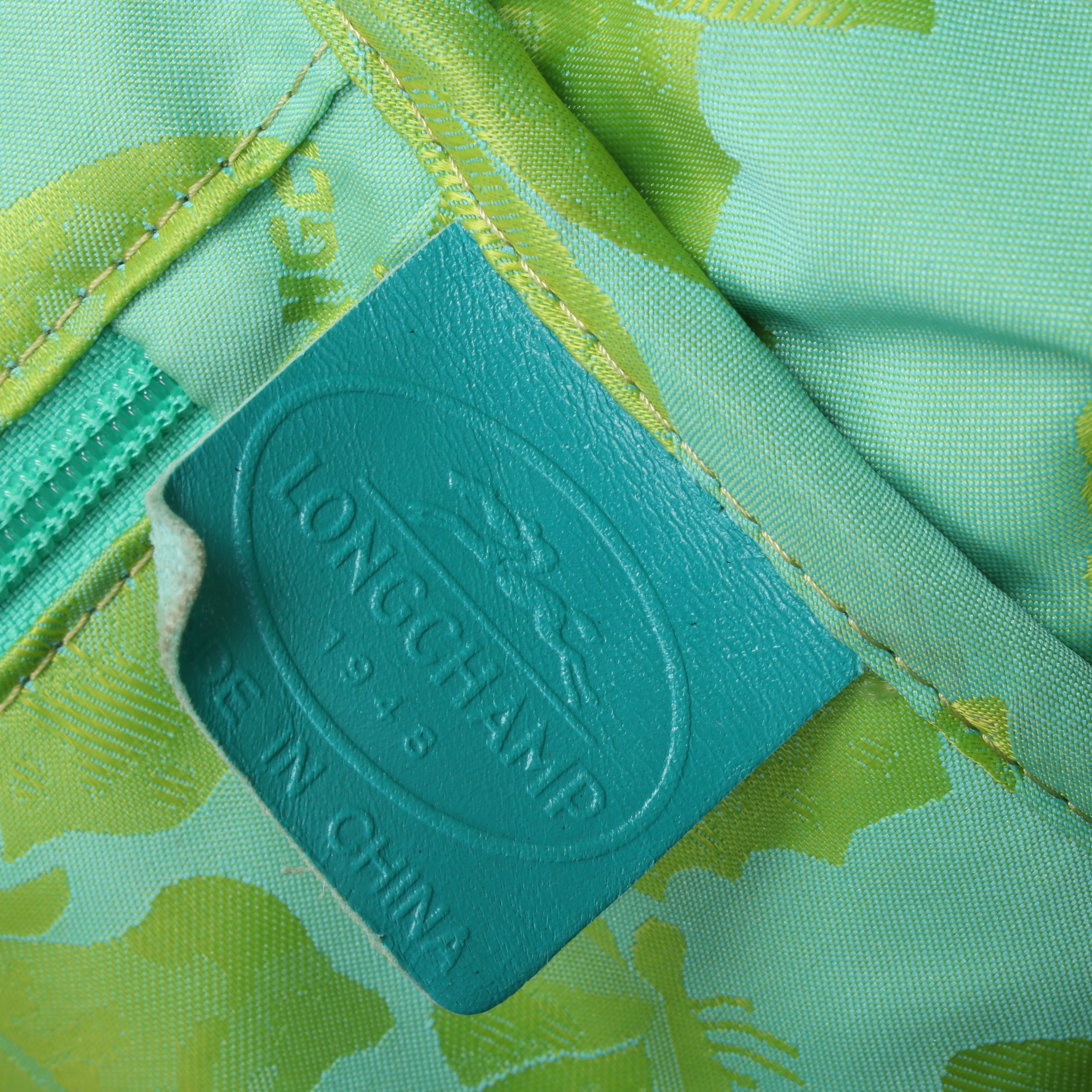 Longchamp Croc-Embossed Turquoise Leather Roseau Toggle Tote Shoulder Bag