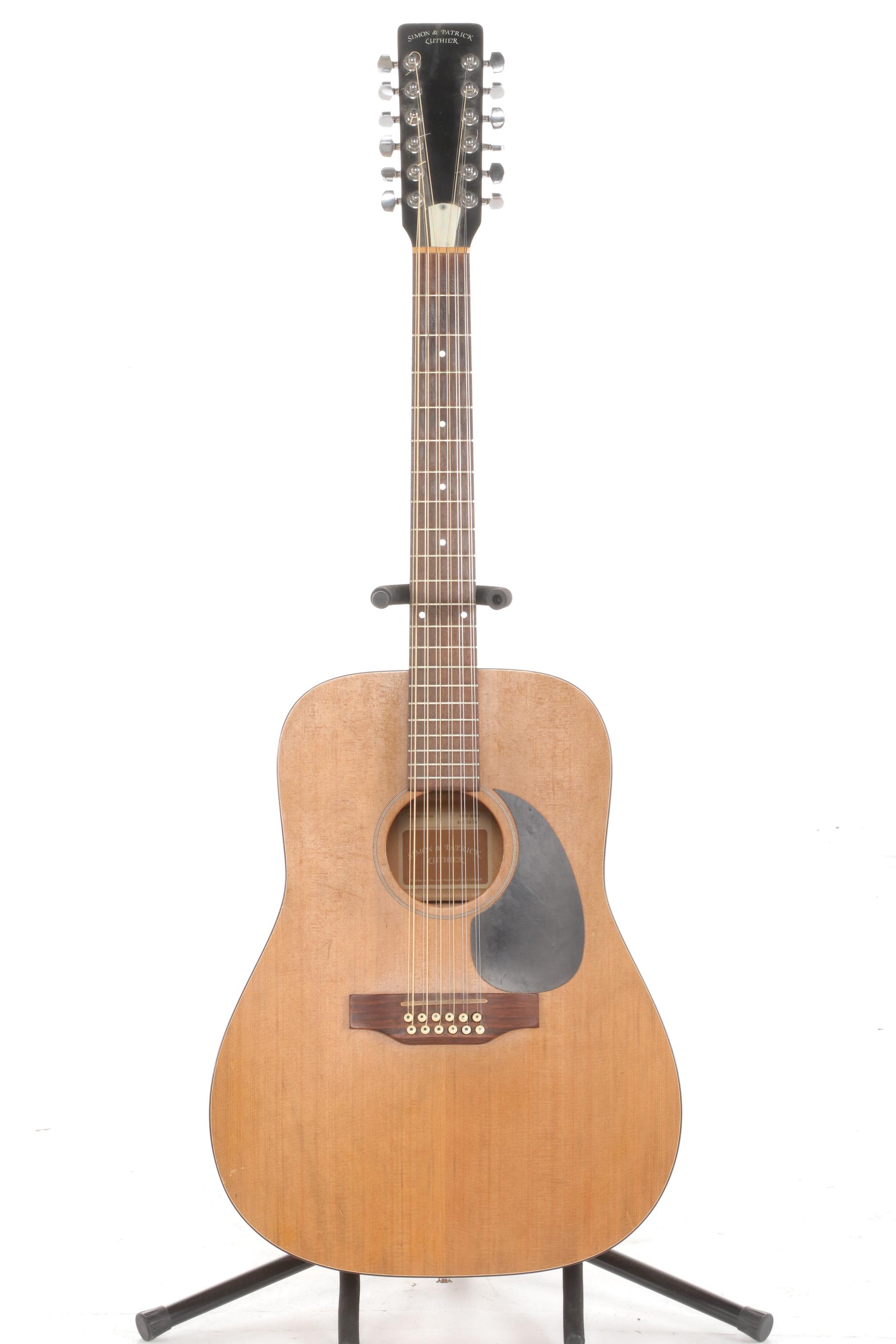 Simon and Patrick Luthier 12 String Acoustic-Electric Guitar with Case and Cable