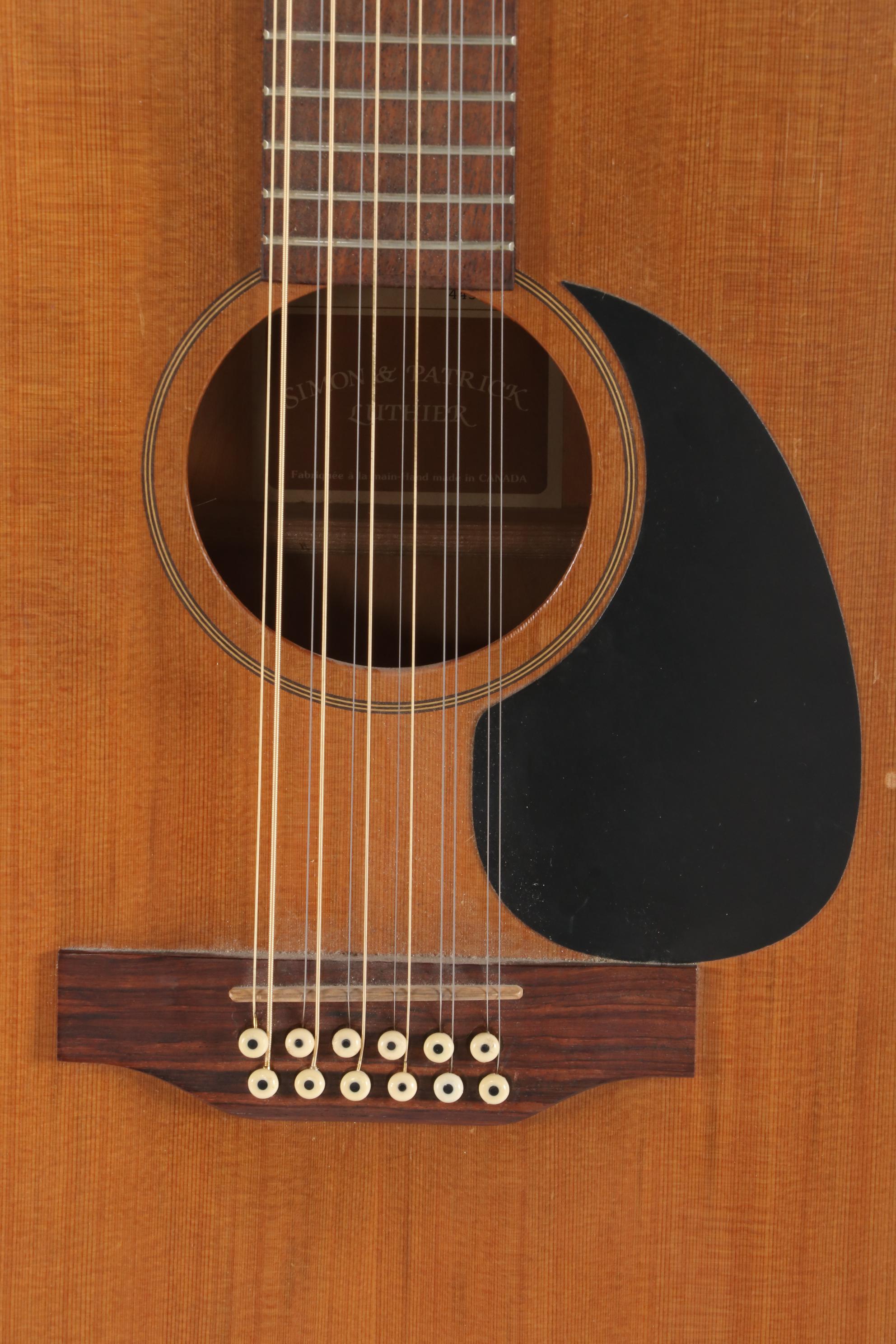 Simon and Patrick Luthier 12 String Acoustic-Electric Guitar with Case and Cable