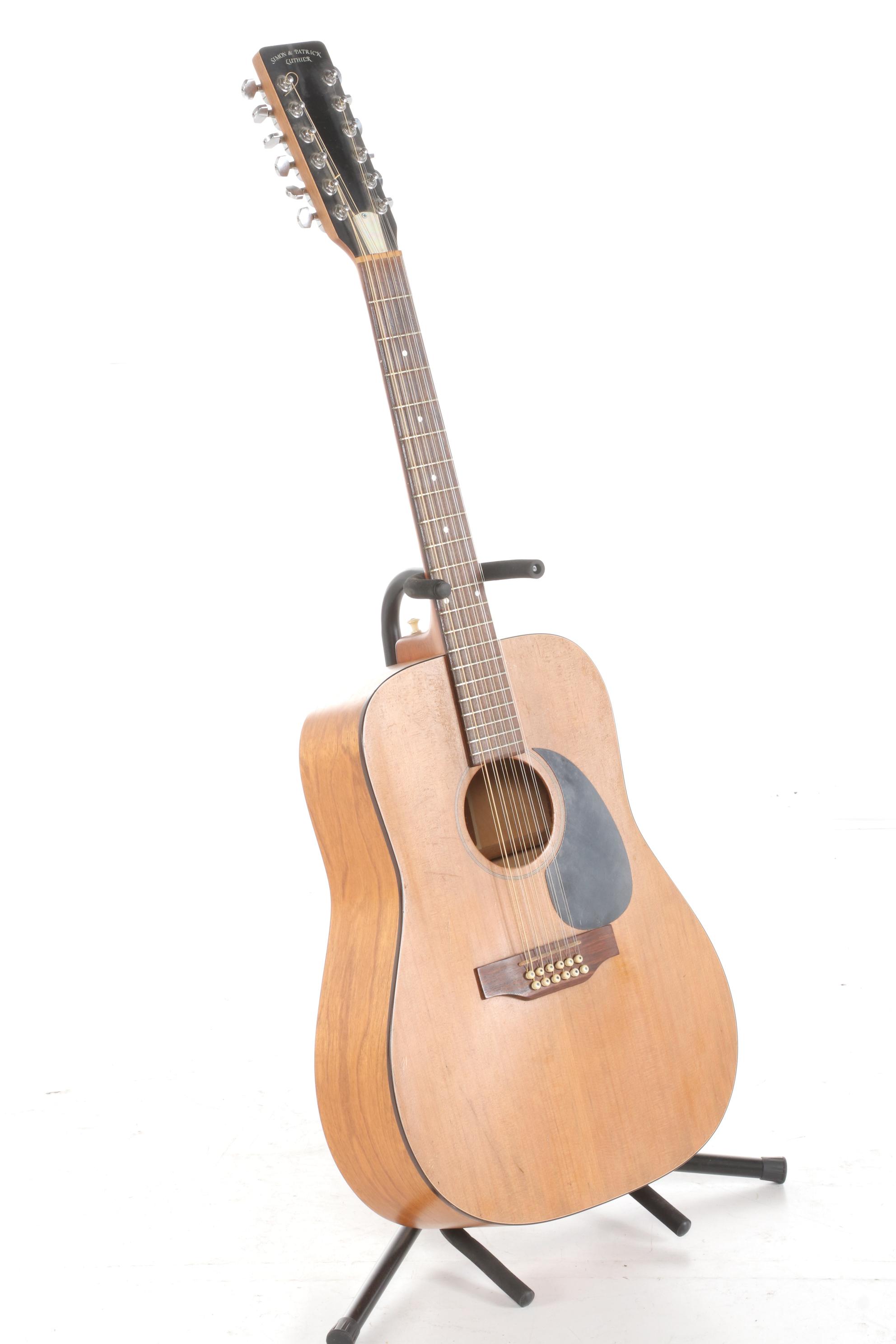 Simon and Patrick Luthier 12 String Acoustic-Electric Guitar with Case and Cable