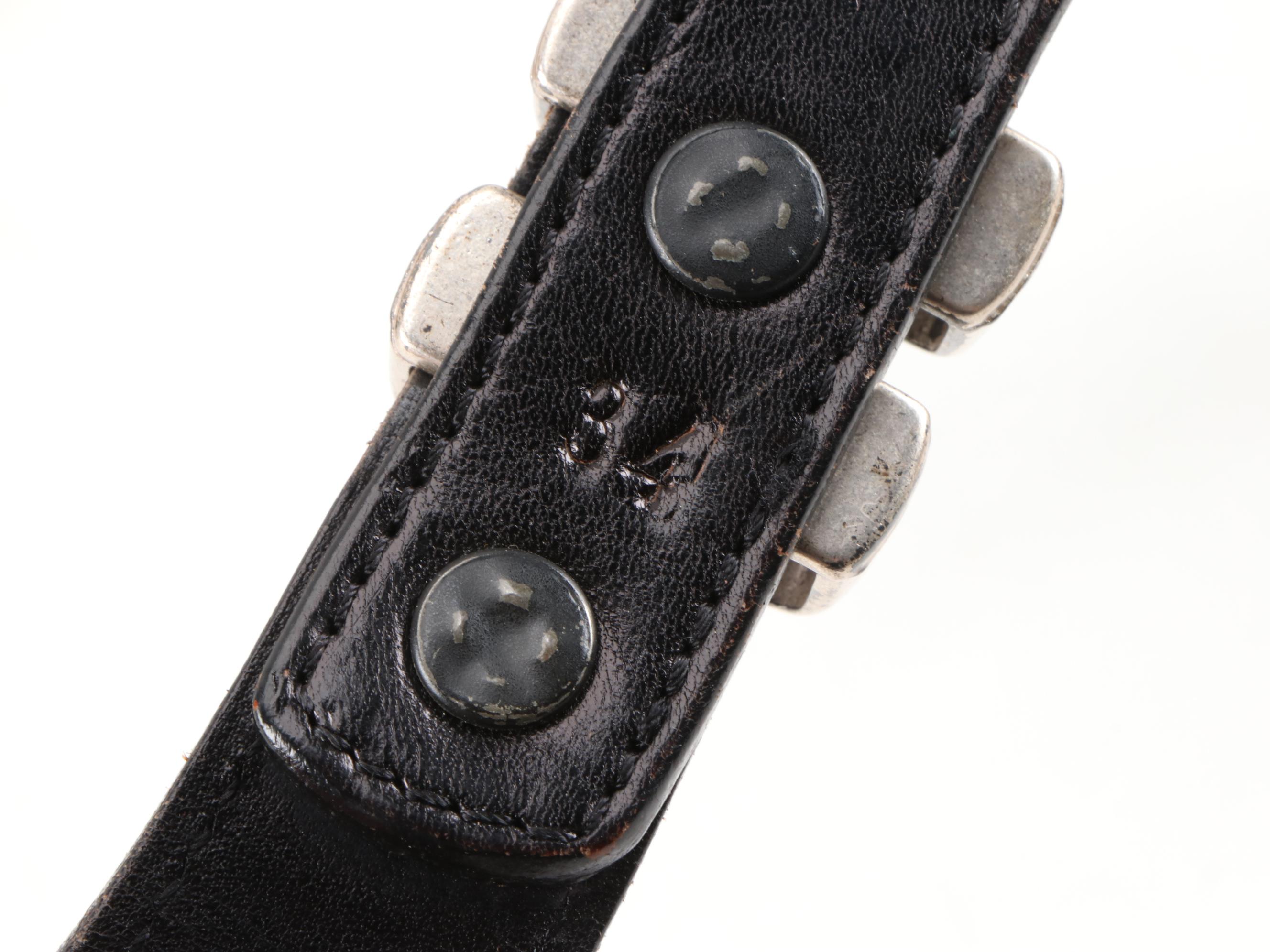 Siskiyou and Liberty Coin Tooled Black Leather Belt with Other Belts, Vintage