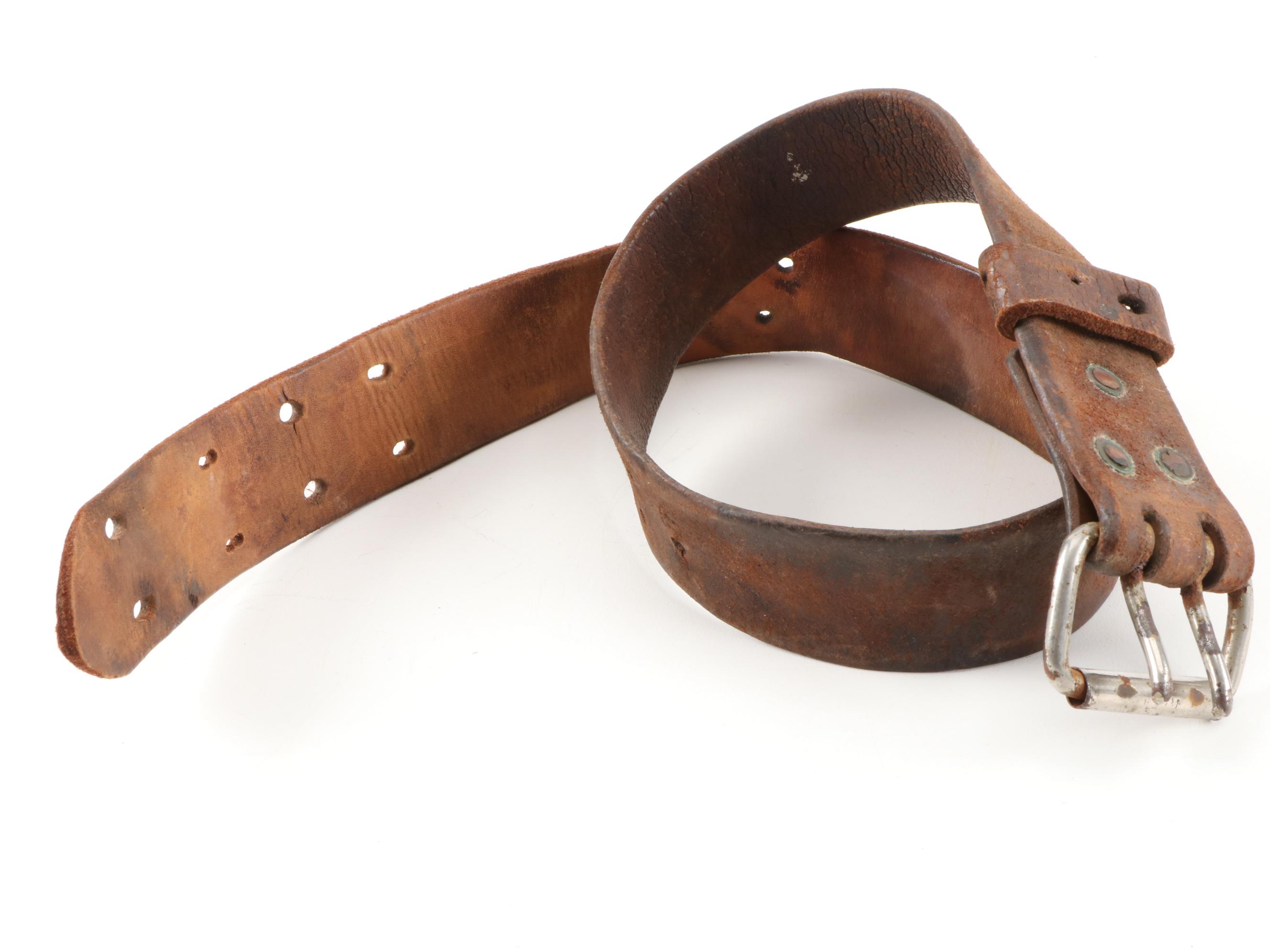 Siskiyou and Liberty Coin Tooled Black Leather Belt with Other Belts, Vintage