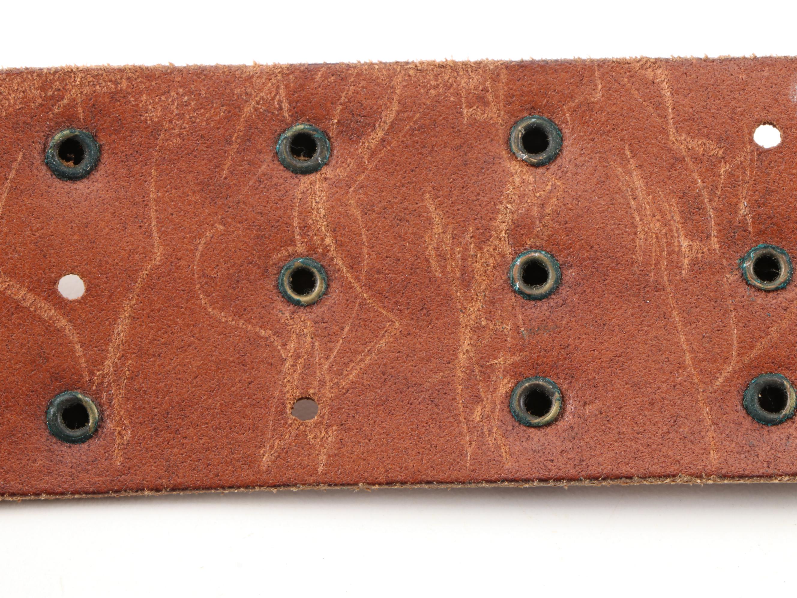 Siskiyou and Liberty Coin Tooled Black Leather Belt with Other Belts, Vintage