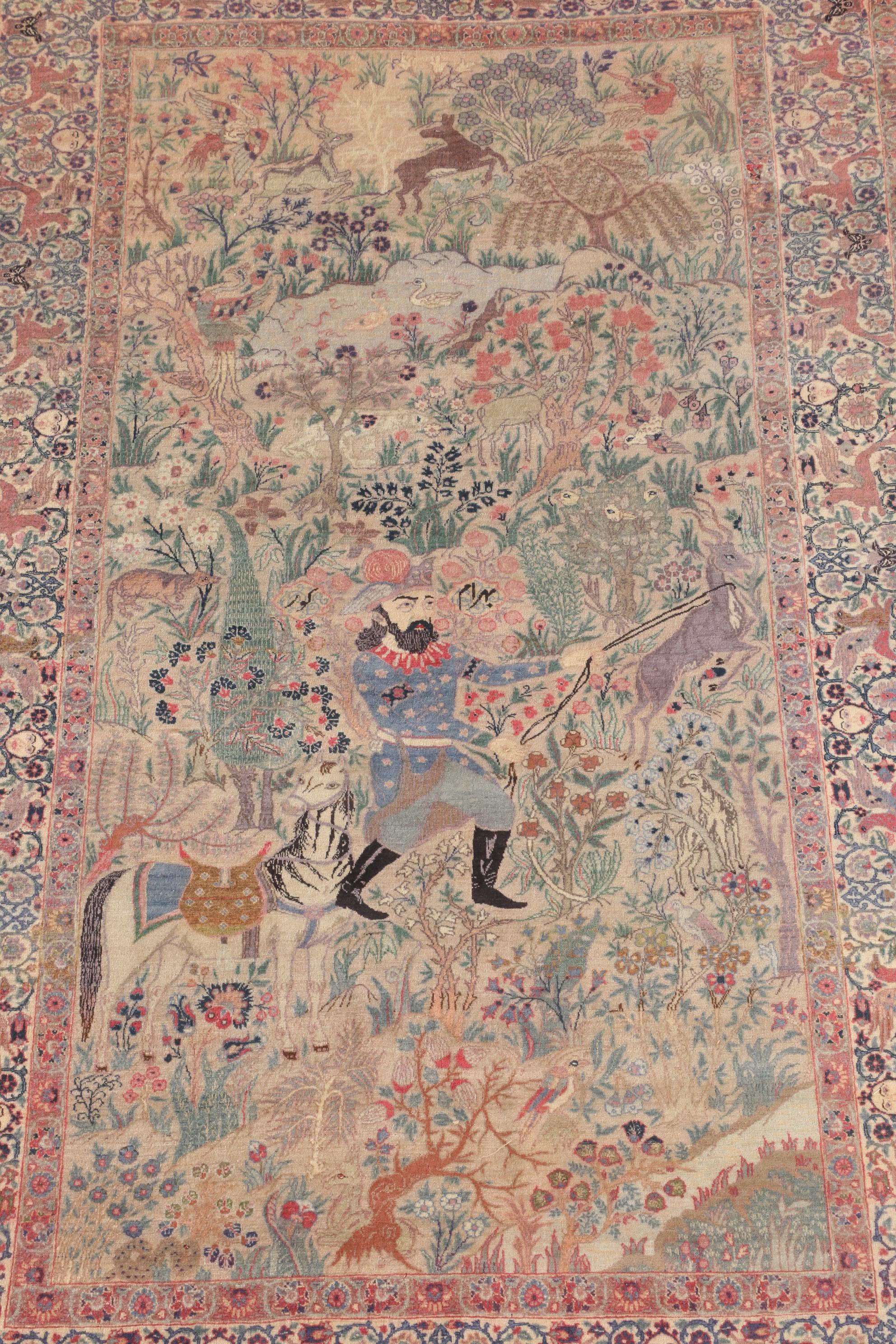 5'7 x 8'11 Hand-Knotted Persian Tabriz Pictorial Wool Rug
