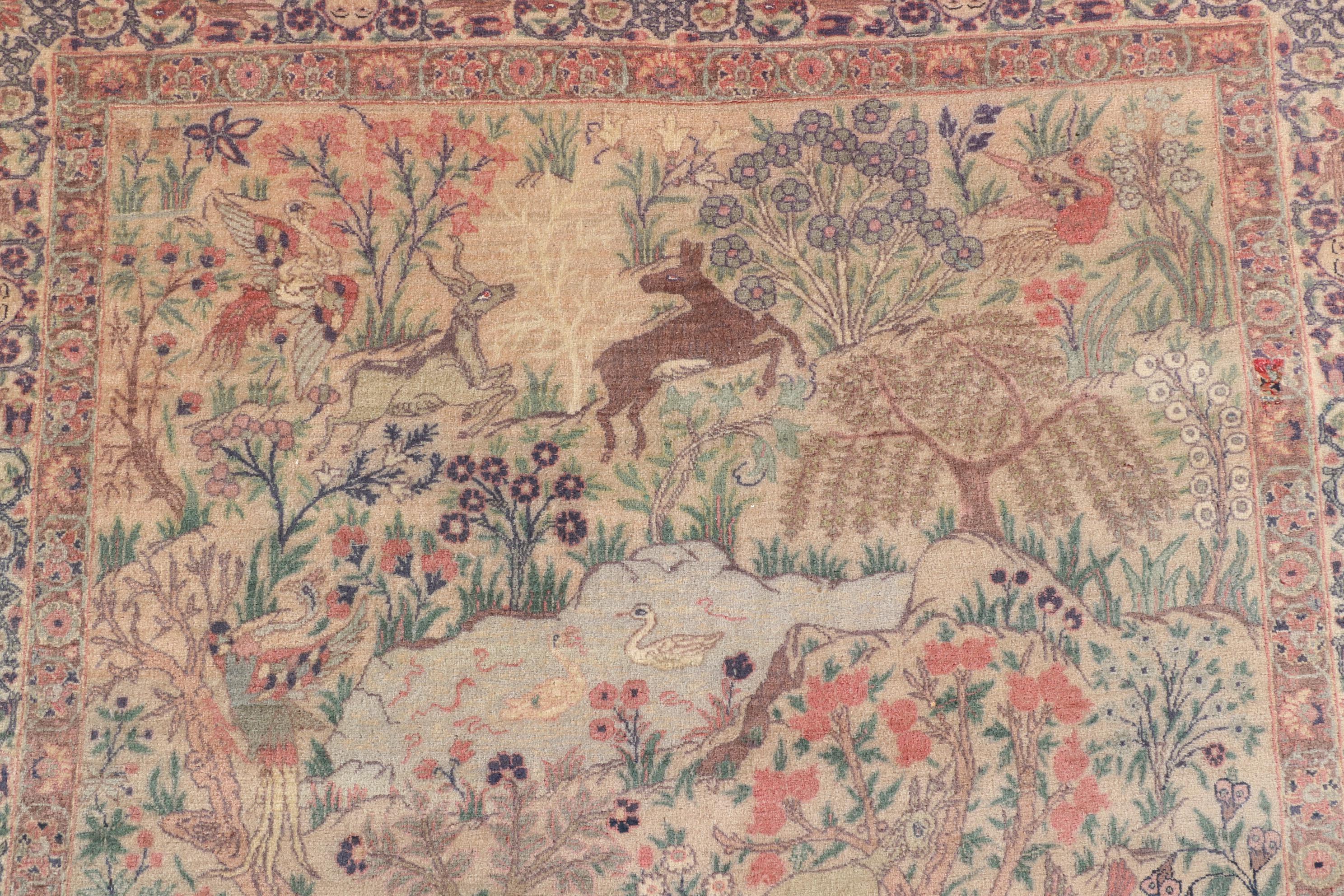 5'7 x 8'11 Hand-Knotted Persian Tabriz Pictorial Wool Rug