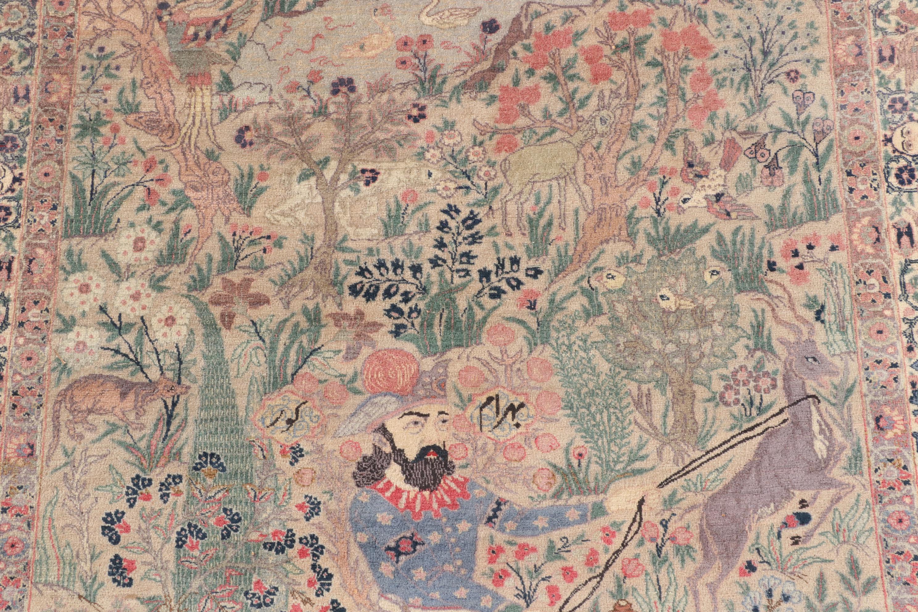 5'7 x 8'11 Hand-Knotted Persian Tabriz Pictorial Wool Rug