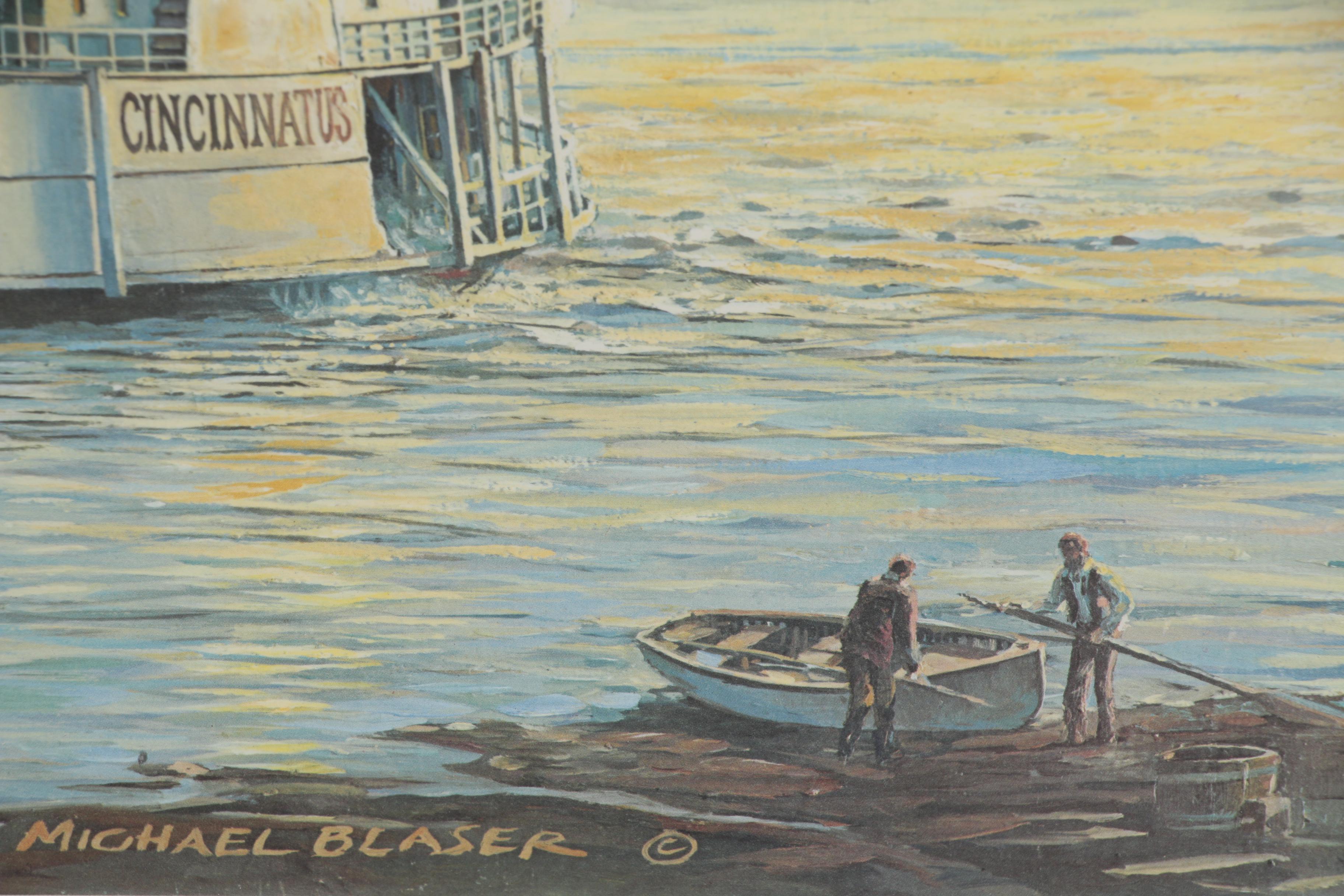 Michael Blaser Offset Lithograph "The Public Landing: Cincinnati, 1850"