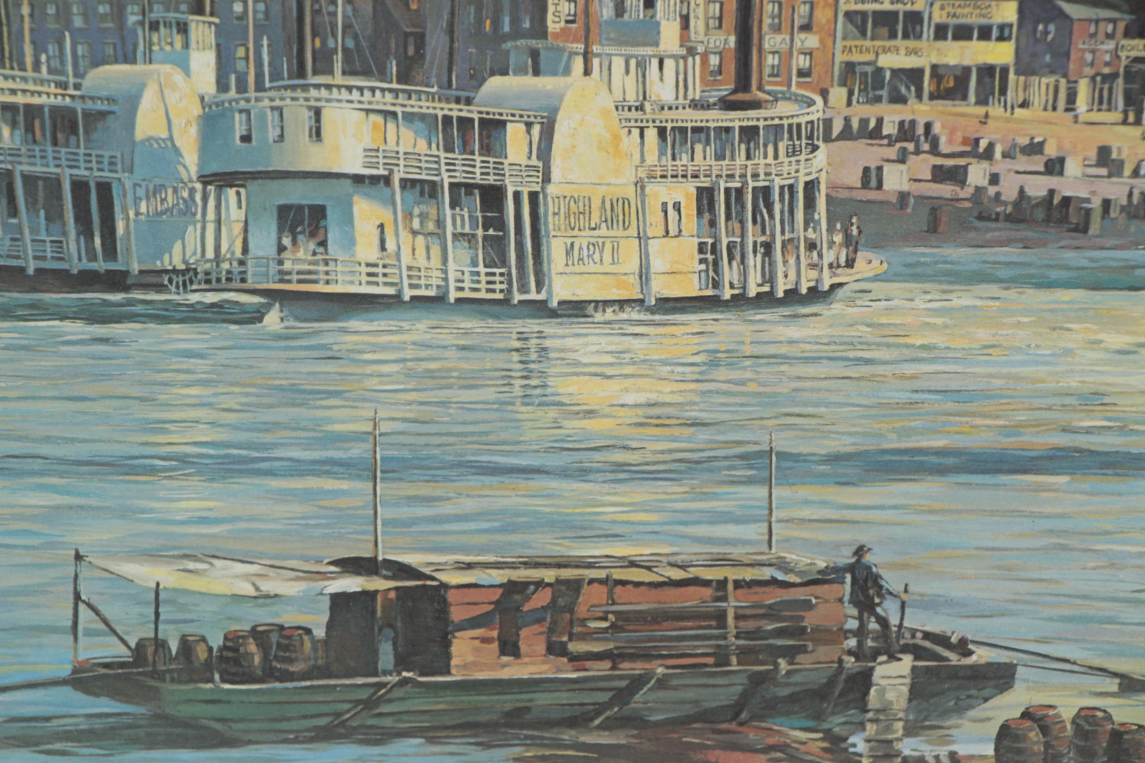 Michael Blaser Offset Lithograph "The Public Landing: Cincinnati, 1850"
