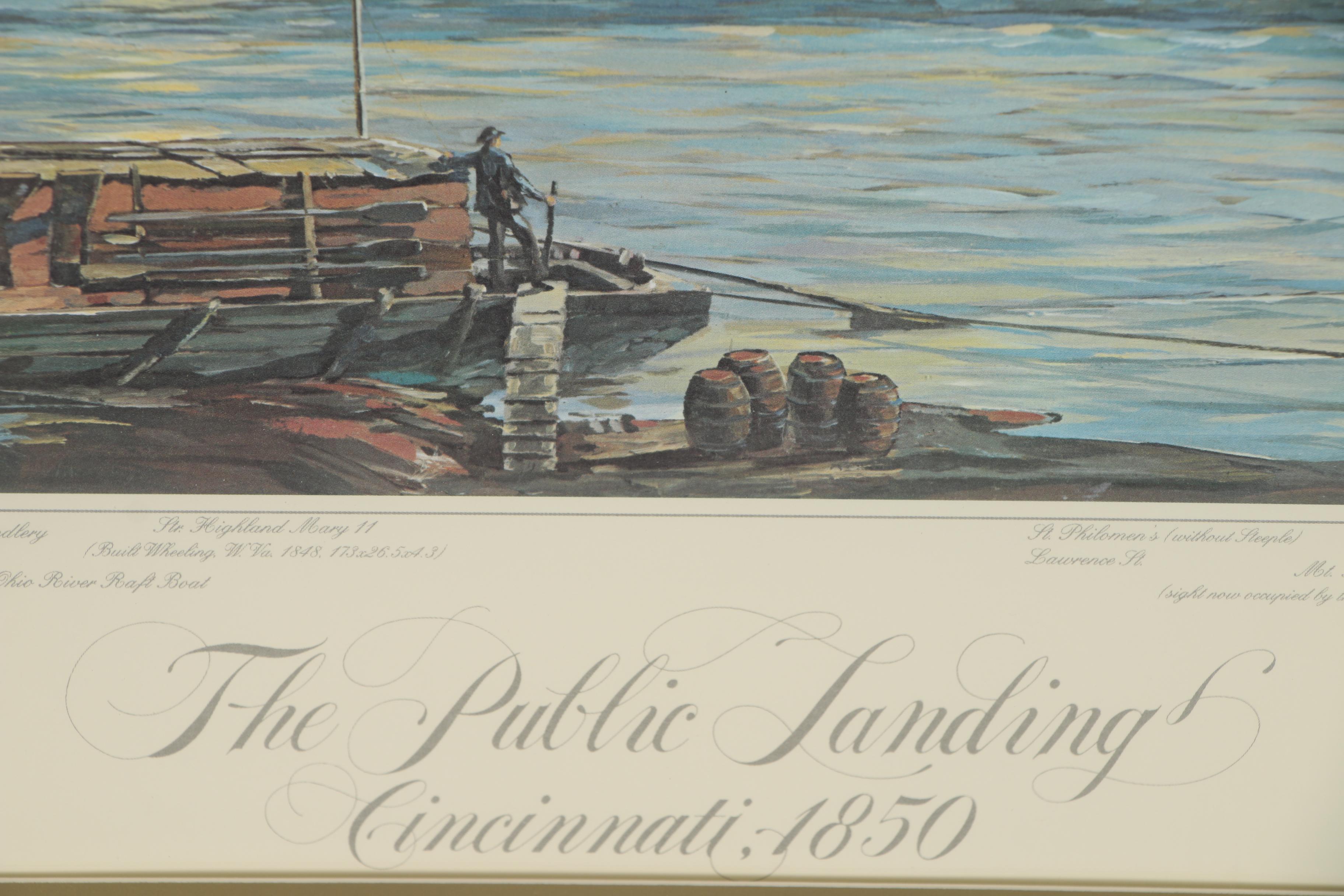 Michael Blaser Offset Lithograph "The Public Landing: Cincinnati, 1850"