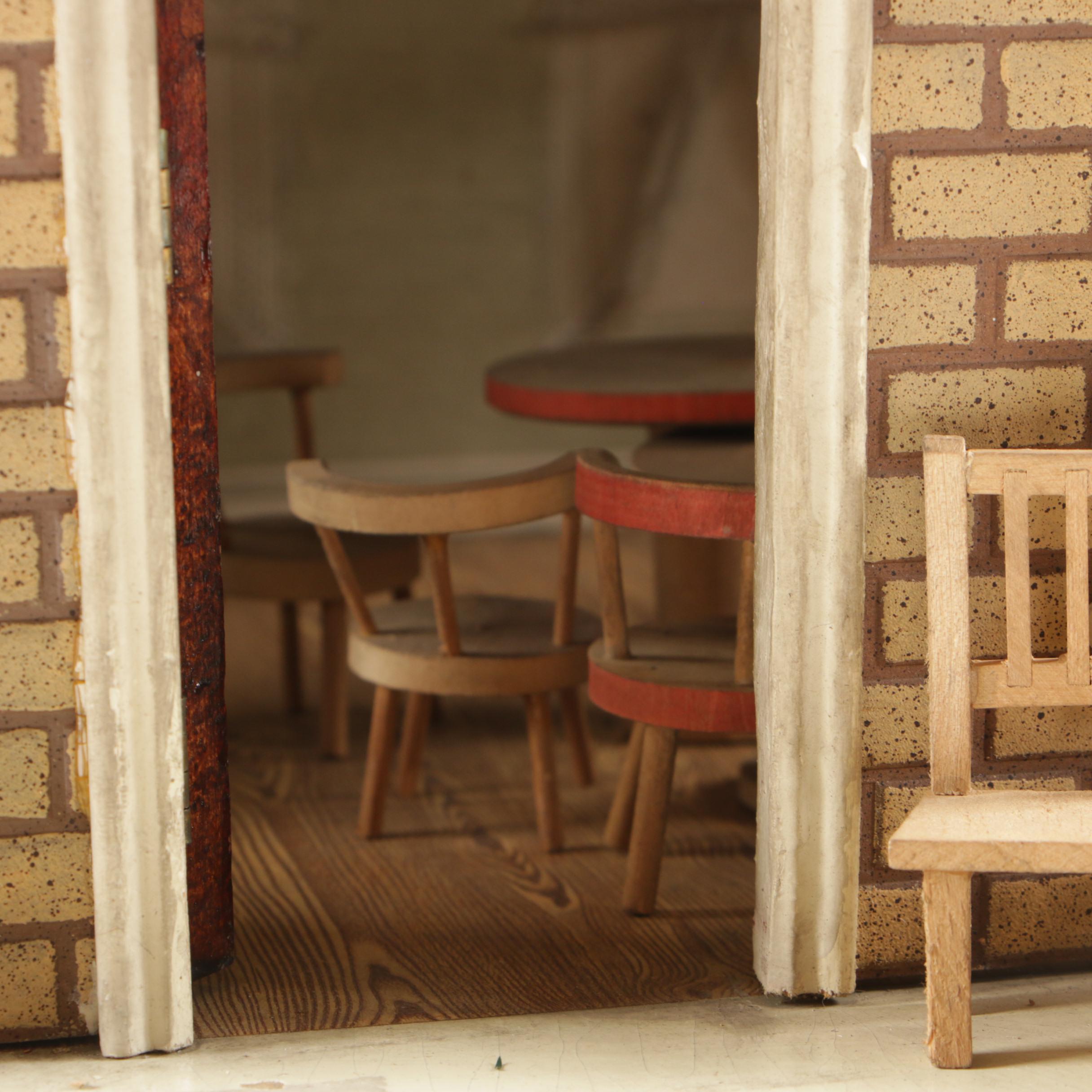 Schoenhut Bungalow Style Toy House with Furniture and Chickens, 1920s