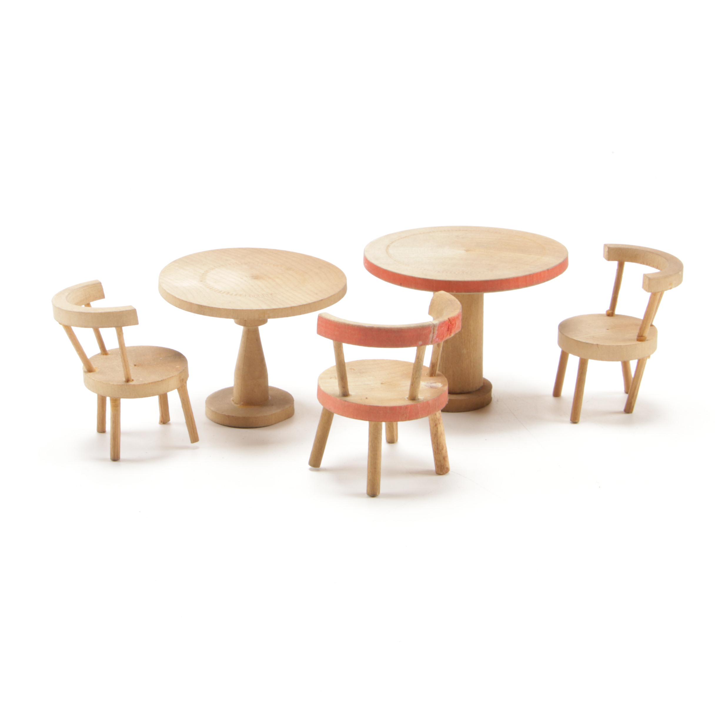 Schoenhut Bungalow Style Toy House with Furniture and Chickens, 1920s