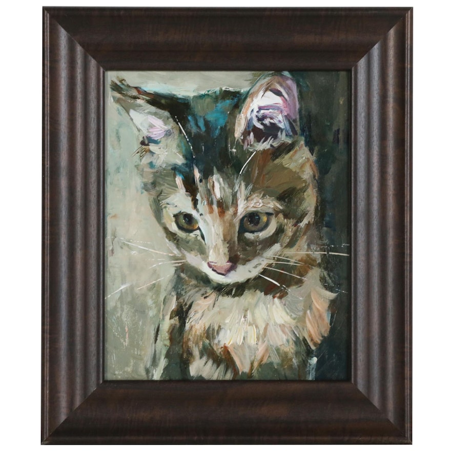 Adam Deda Oil Painting "Tabby Cat", 2019