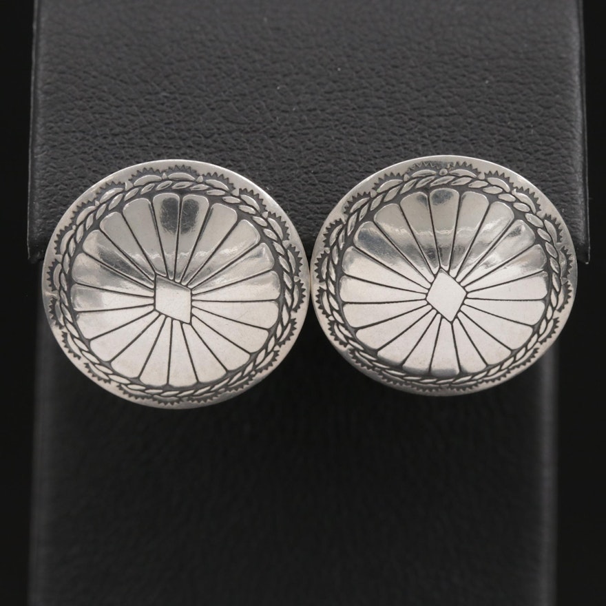 Sterling Silver Button Earrings