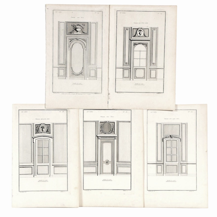 Jean-François de Neufforge French Architectural Engravings, Set of Five
