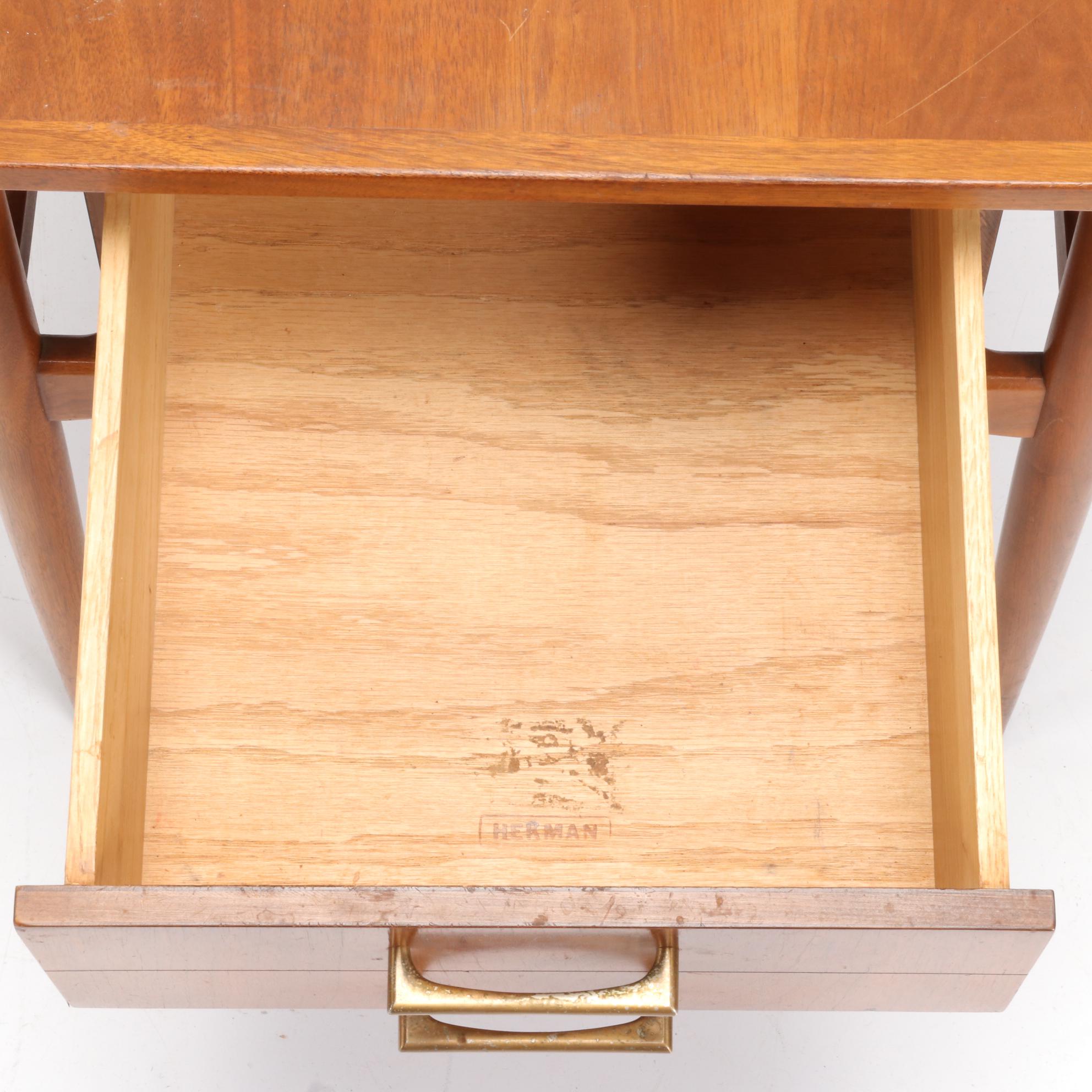 Pair of Hekman Mid Century Modern Walnut Side Tables