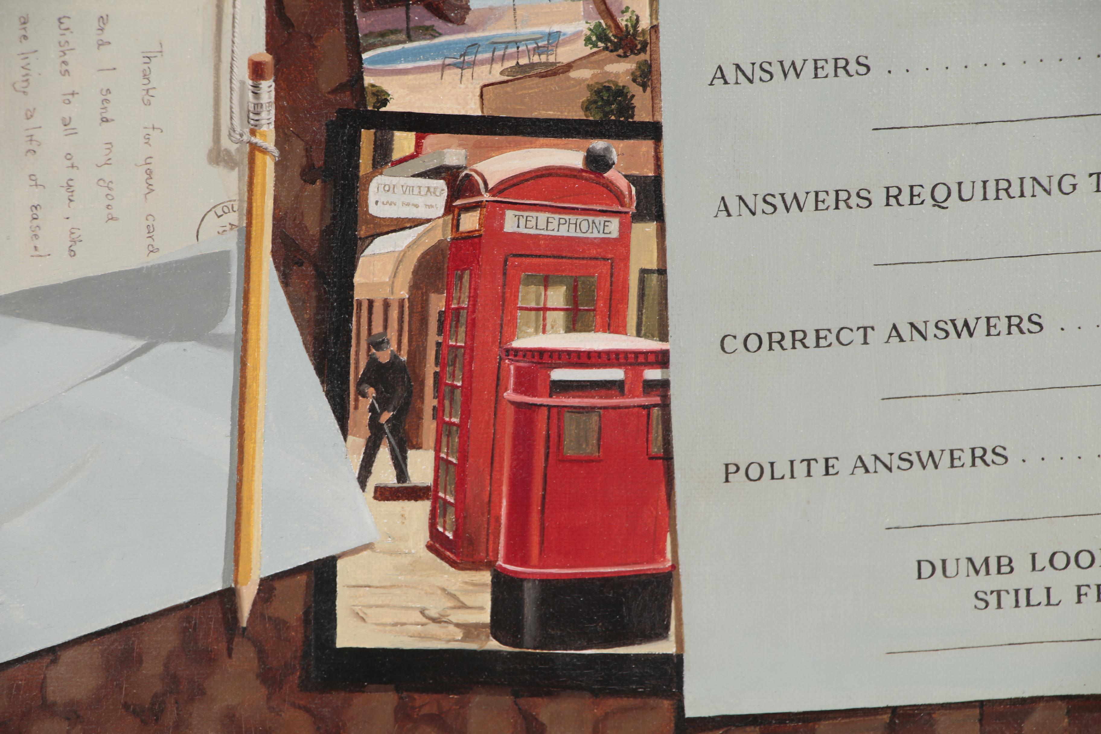 Mary Louise Schrodt Trompe-l'œil Oil Painting of a Corkboard, circa 1980