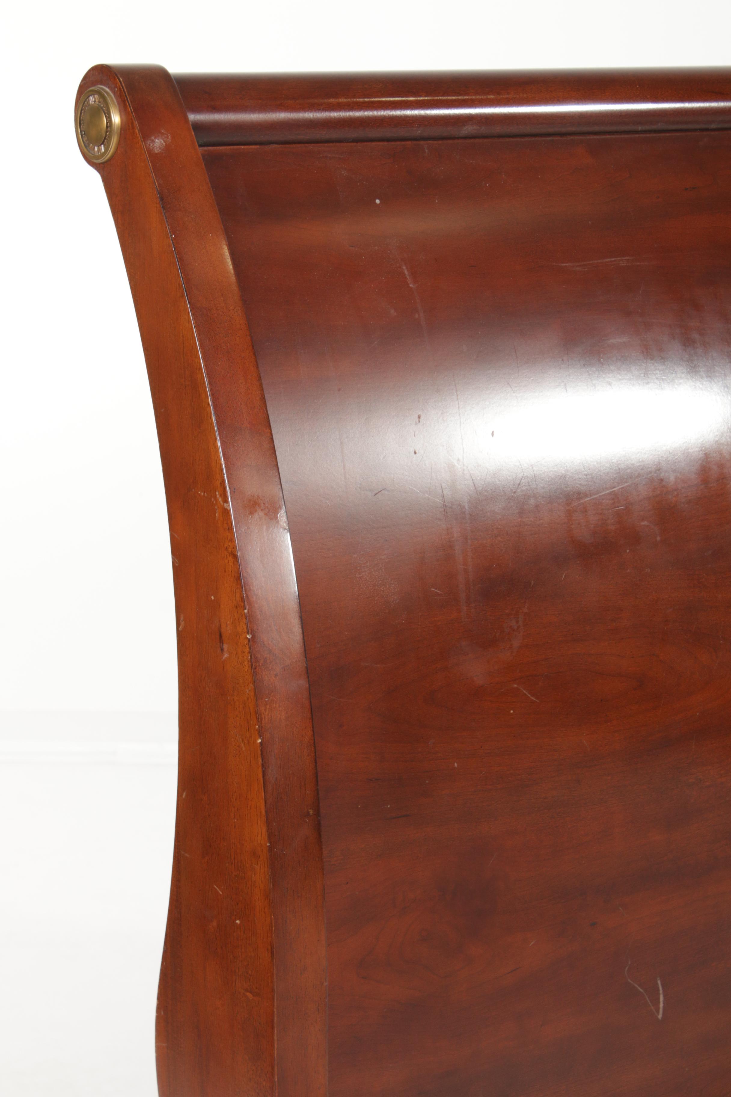 Contemporary King Size Mahogany-Stained Wood Bed Frame