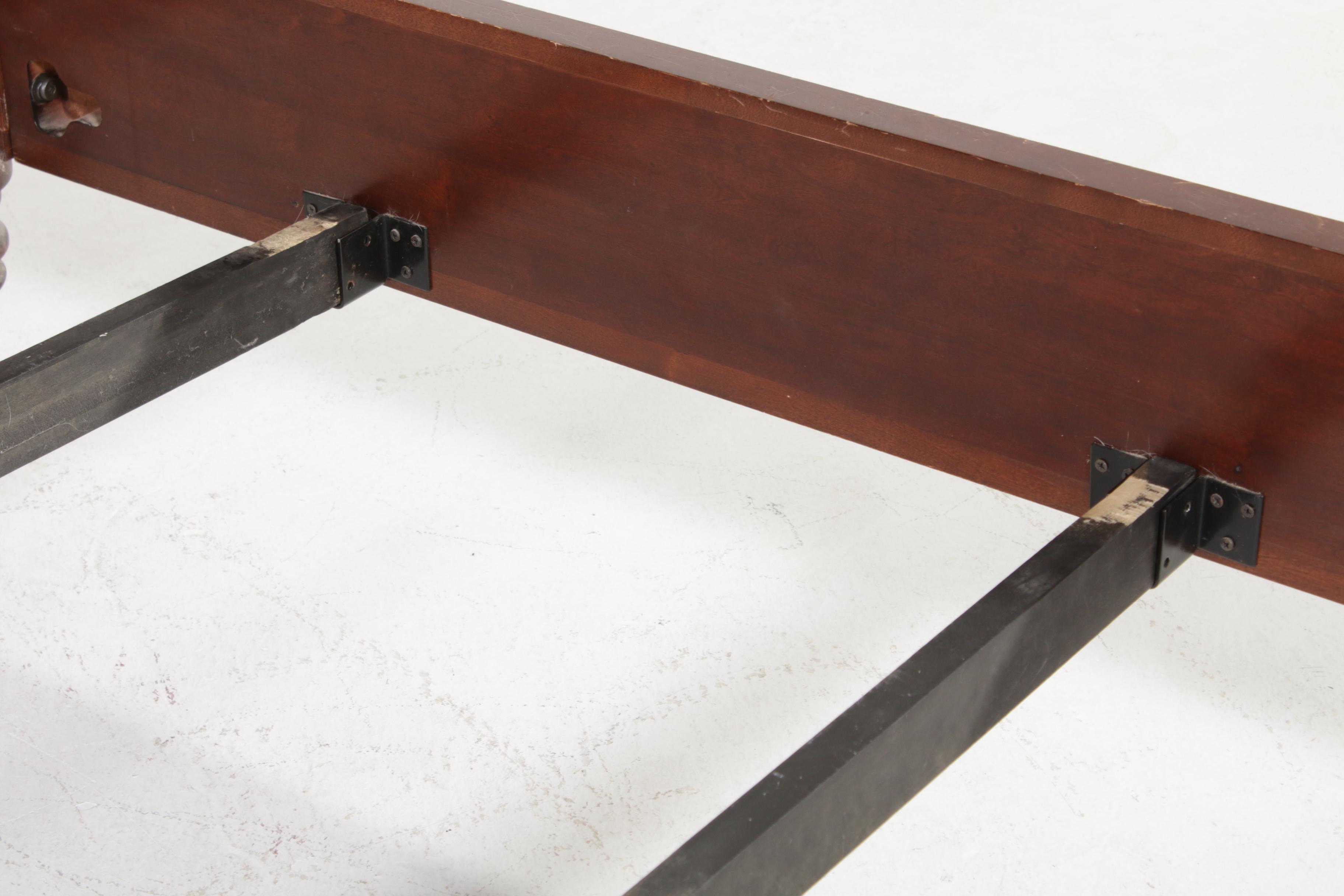 Contemporary King Size Mahogany-Stained Wood Bed Frame