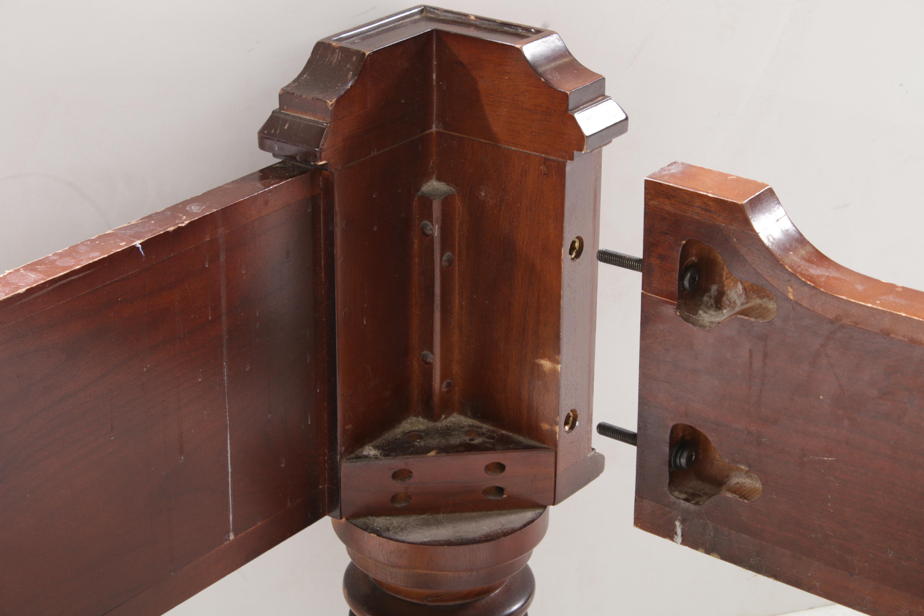 Contemporary King Size Mahogany-Stained Wood Bed Frame