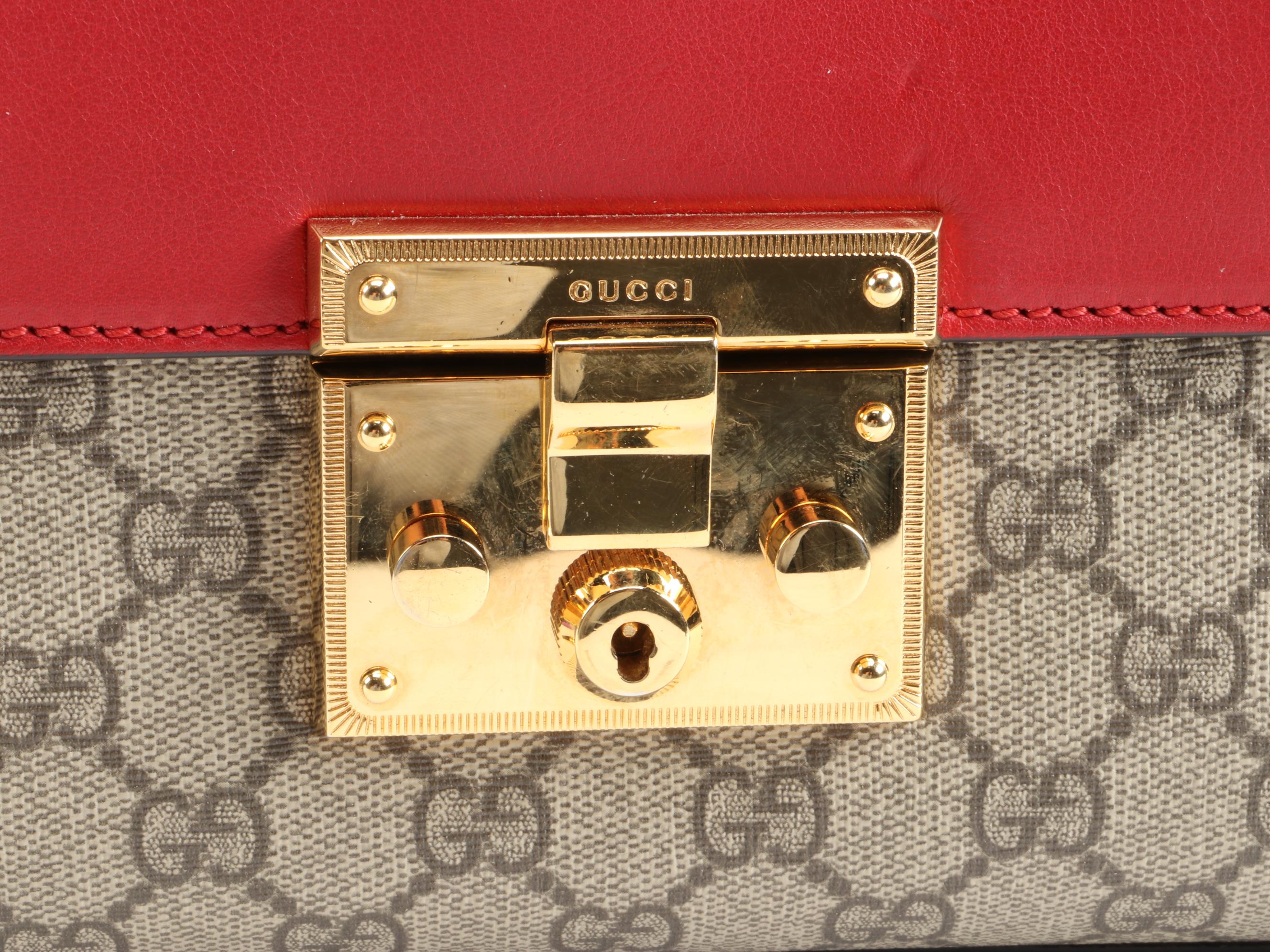 Gucci GG Supreme Canvas and Leather Medium Padlock Shoulder Bag