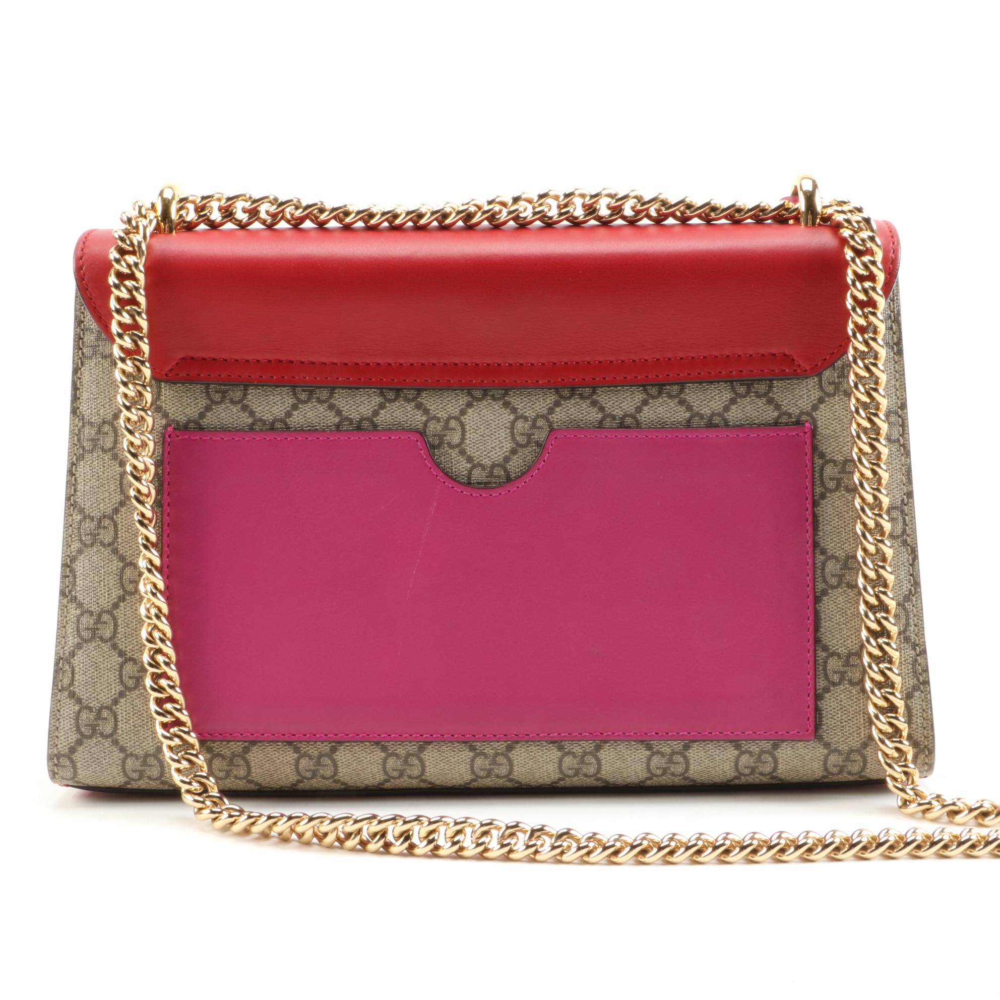 Gucci GG Supreme Canvas and Leather Medium Padlock Shoulder Bag