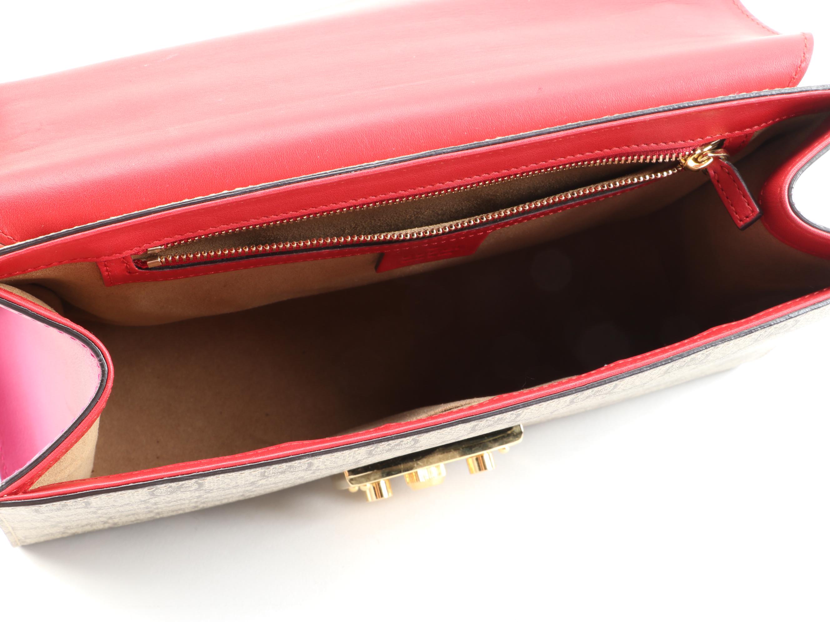 Gucci GG Supreme Canvas and Leather Medium Padlock Shoulder Bag