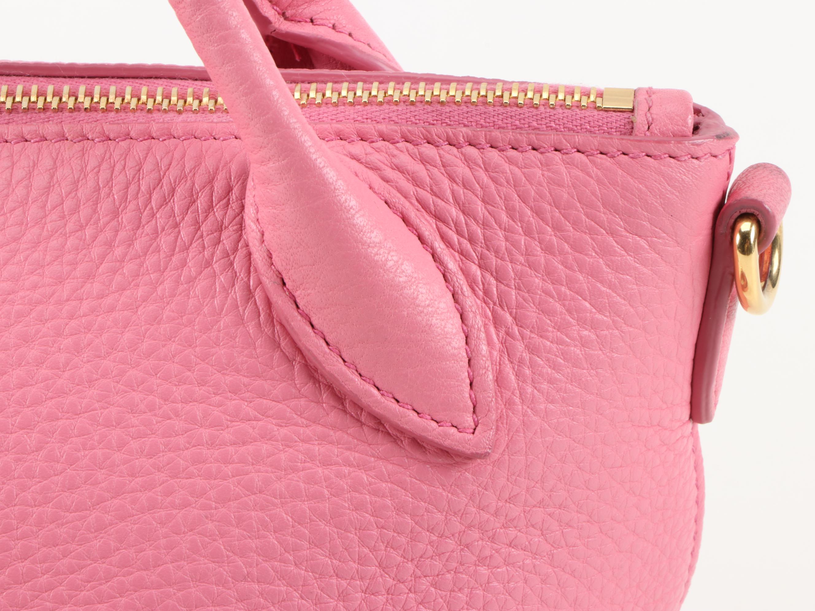 Prada Pink Vitello Daino Pebbled Leather Convertible Satchel