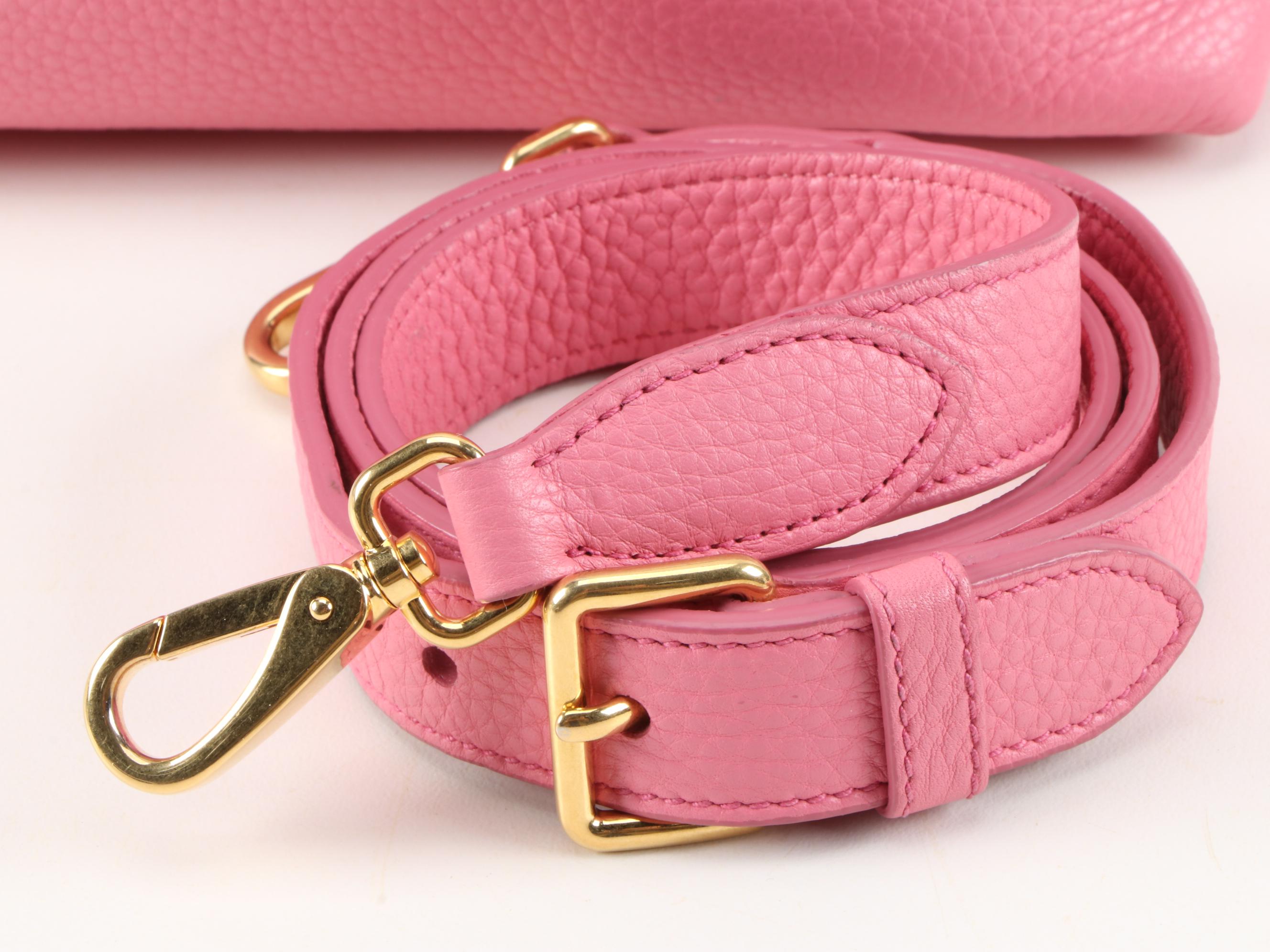 Prada Pink Vitello Daino Pebbled Leather Convertible Satchel