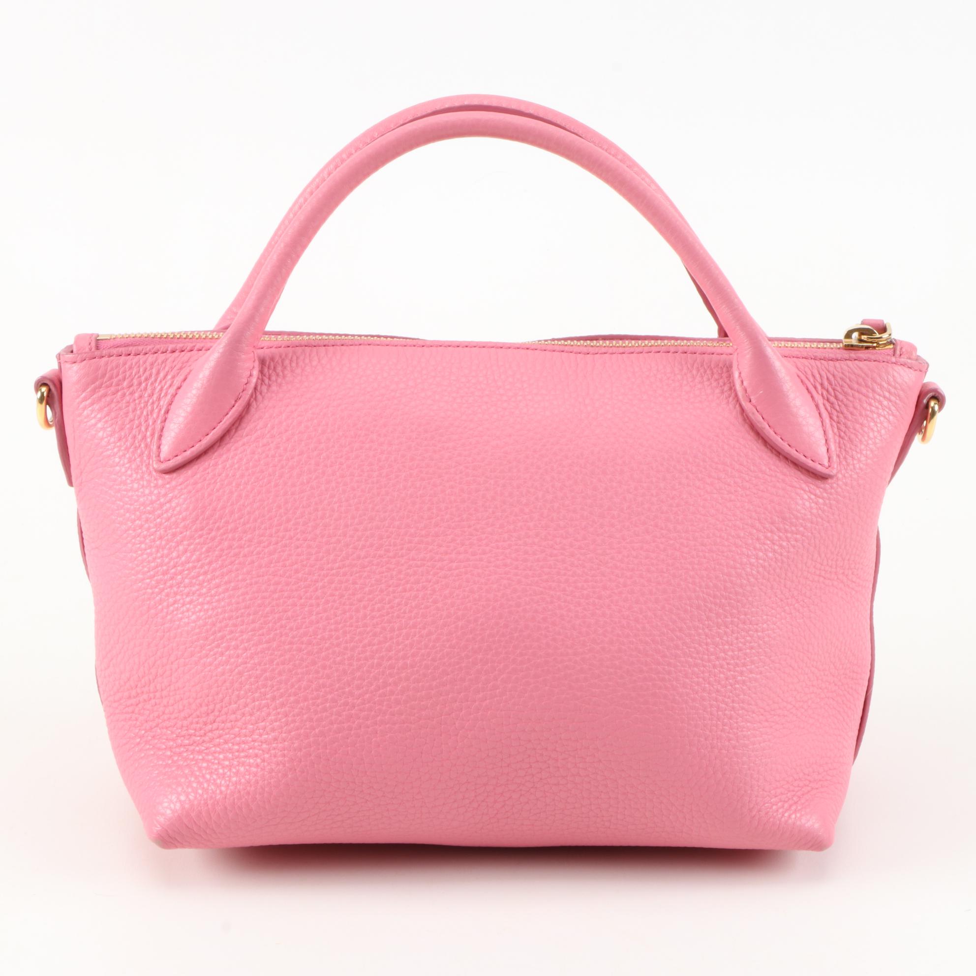 Prada Pink Vitello Daino Pebbled Leather Convertible Satchel