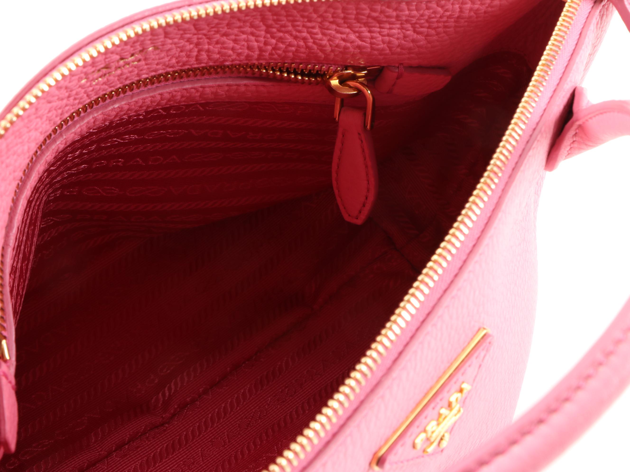 Prada Pink Vitello Daino Pebbled Leather Convertible Satchel