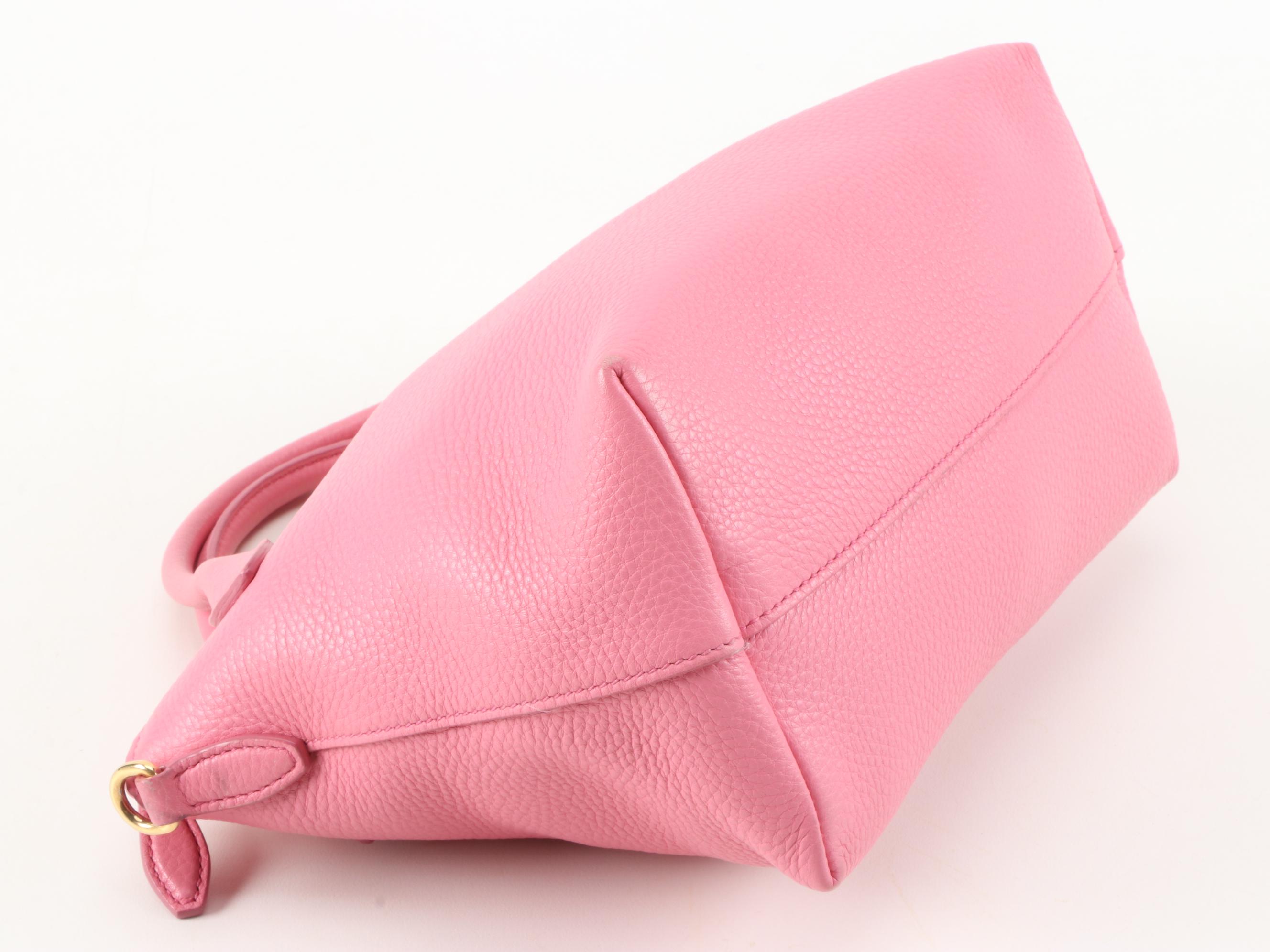 Prada Pink Vitello Daino Pebbled Leather Convertible Satchel