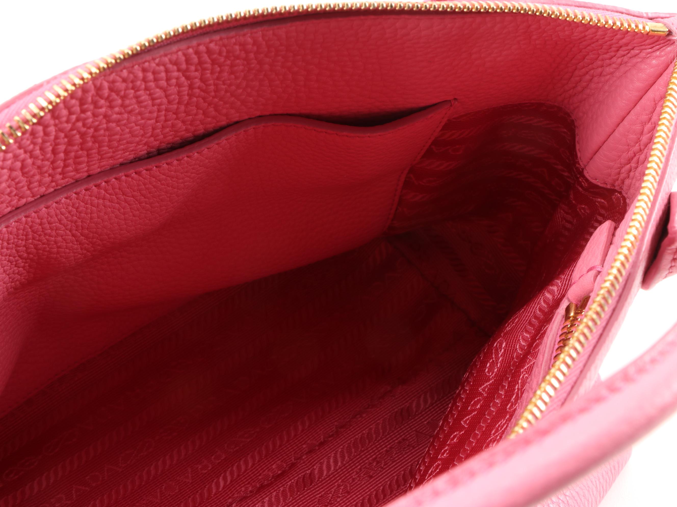 Prada Pink Vitello Daino Pebbled Leather Convertible Satchel