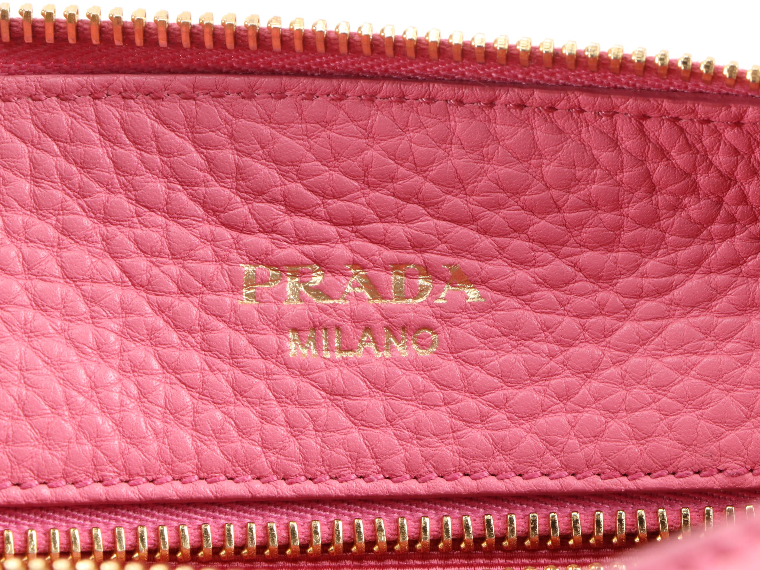 Prada Pink Vitello Daino Pebbled Leather Convertible Satchel