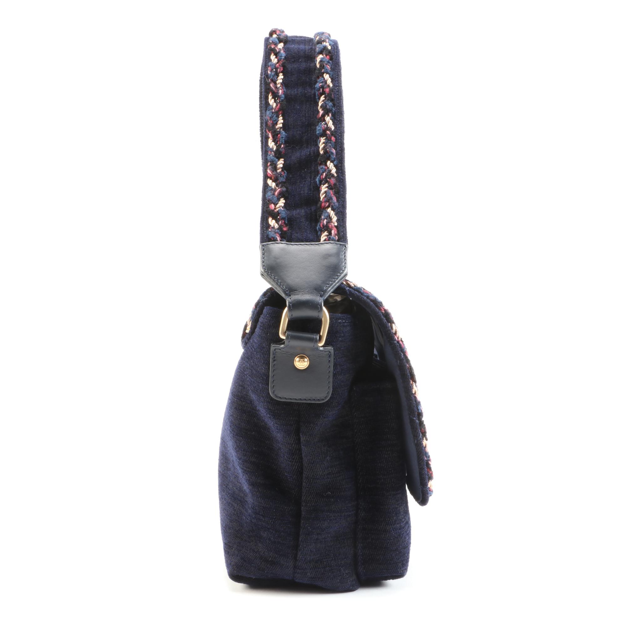 Chanel Paris Quilted Cosmopolite Stroller in Navy Wool Velvet