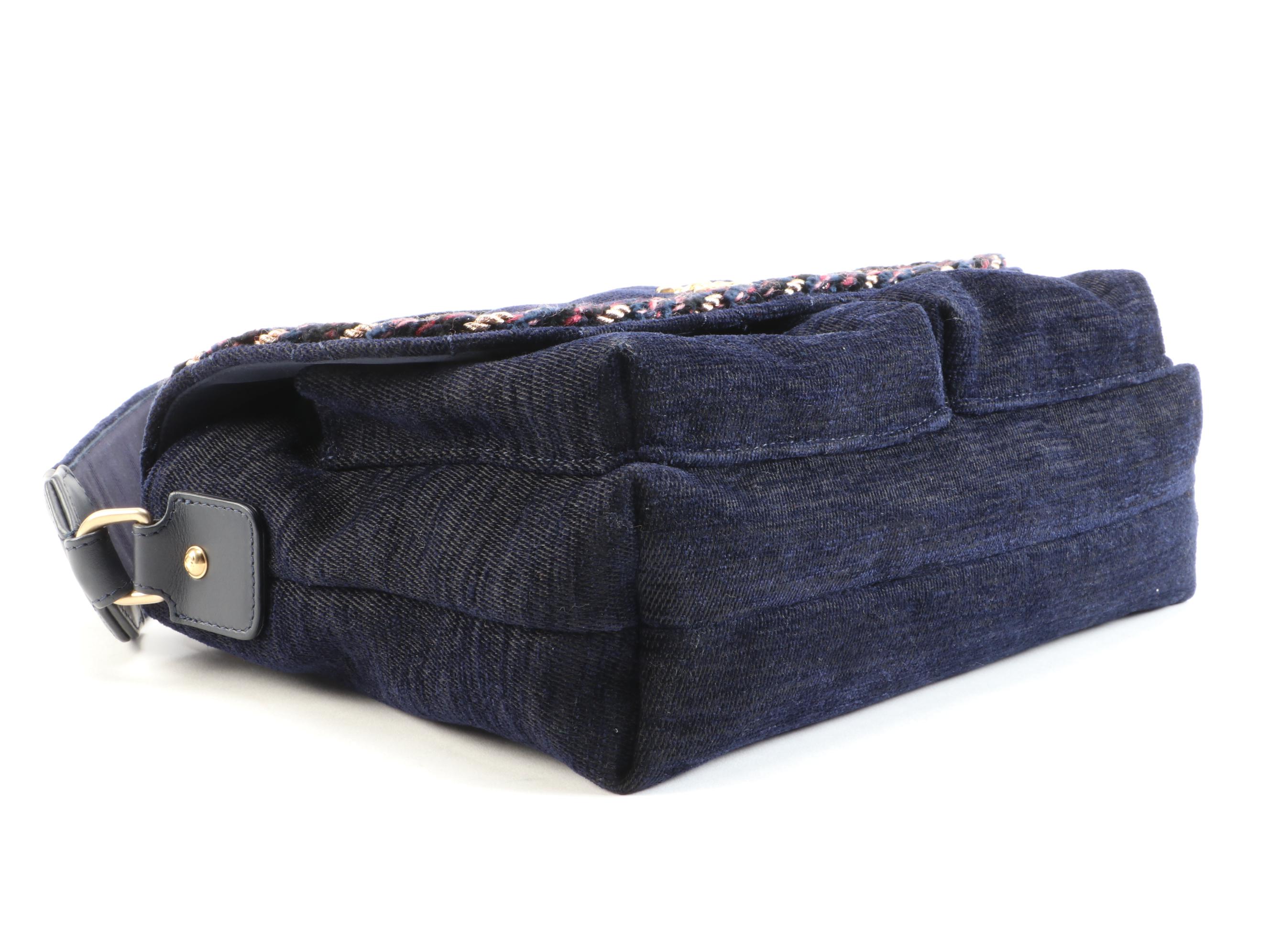 Chanel Paris Quilted Cosmopolite Stroller in Navy Wool Velvet