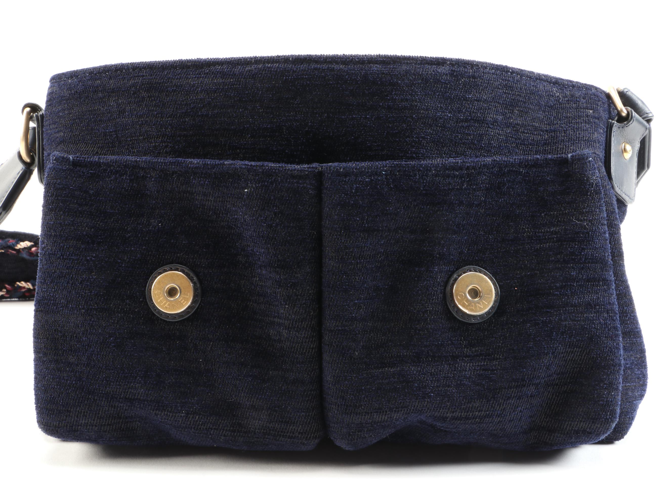 Chanel Paris Quilted Cosmopolite Stroller in Navy Wool Velvet