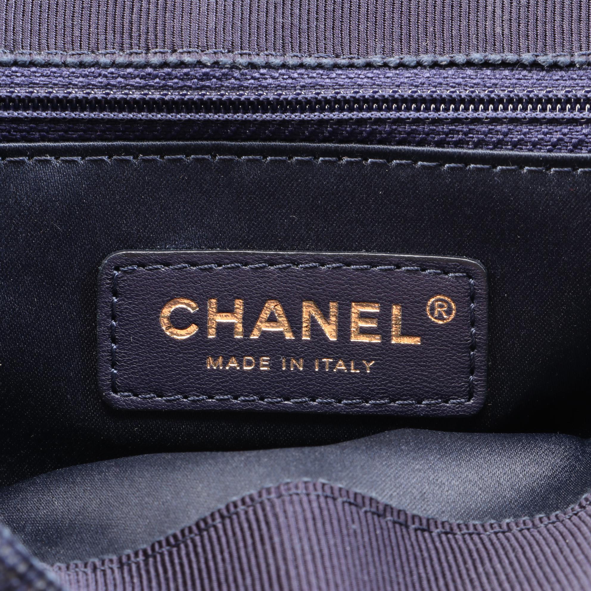 Chanel Paris Quilted Cosmopolite Stroller in Navy Wool Velvet