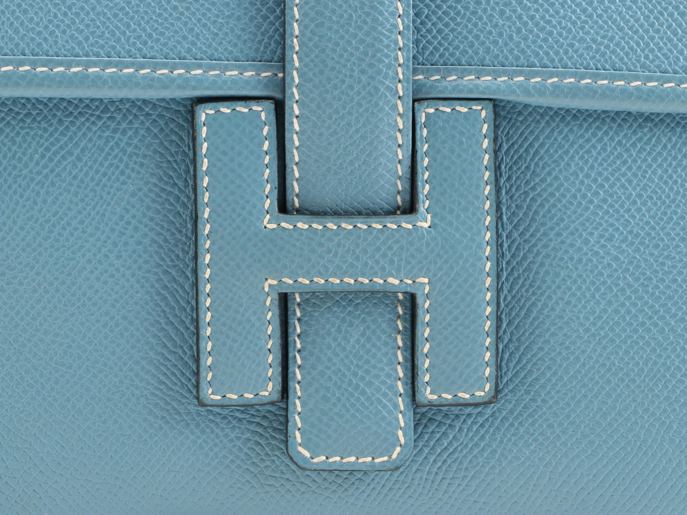 Hermès Jige Elan 29 Clutch in Blue Epsom Leather