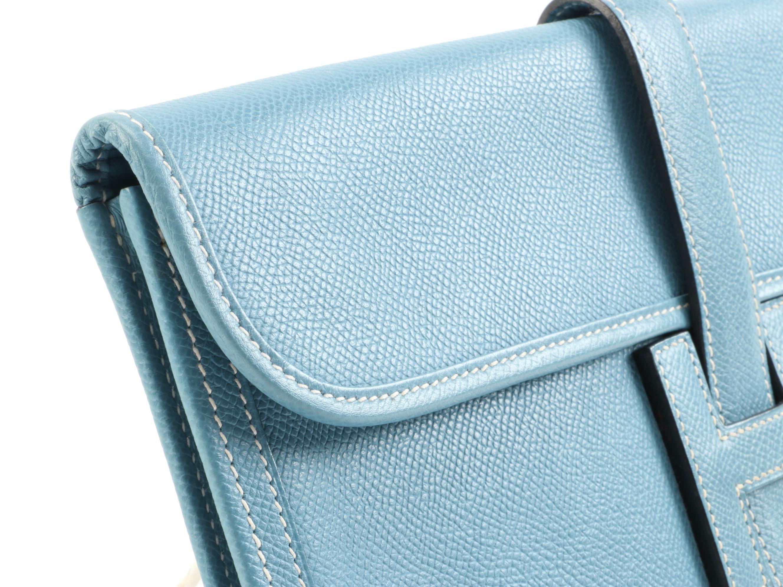 Hermès Jige Elan 29 Clutch in Blue Epsom Leather