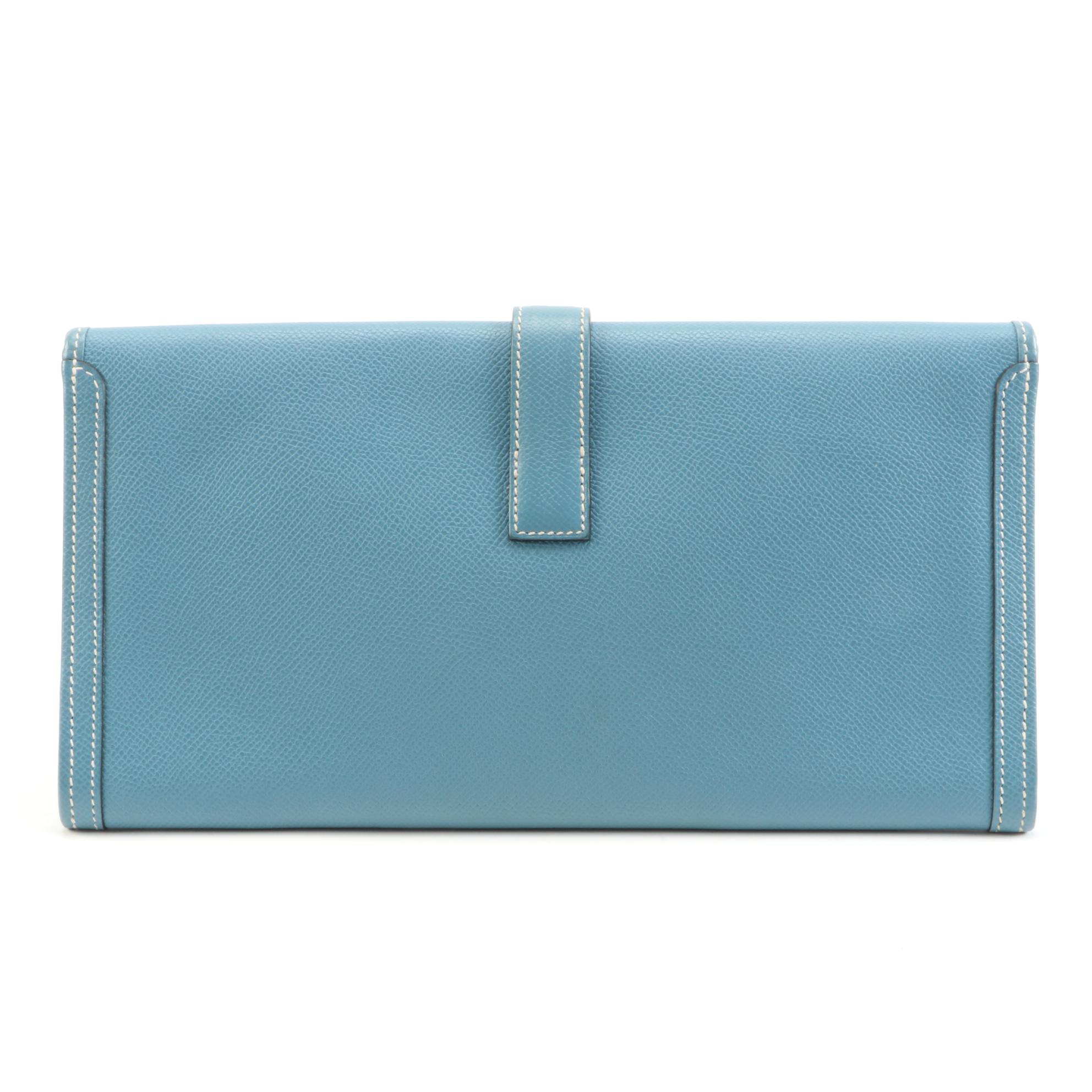 Hermès Jige Elan 29 Clutch in Blue Epsom Leather