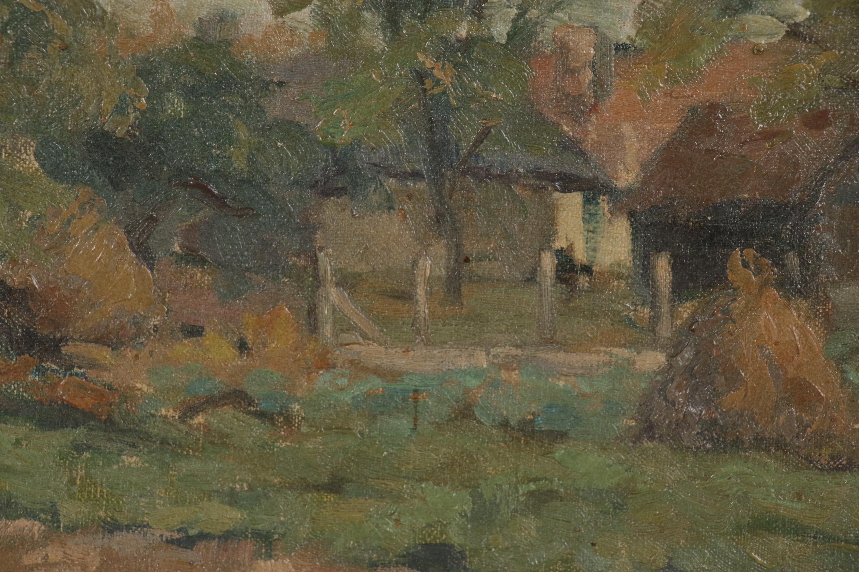 Budai Fischer-Edwin Eastern European Landscape Oil Painting, 1929